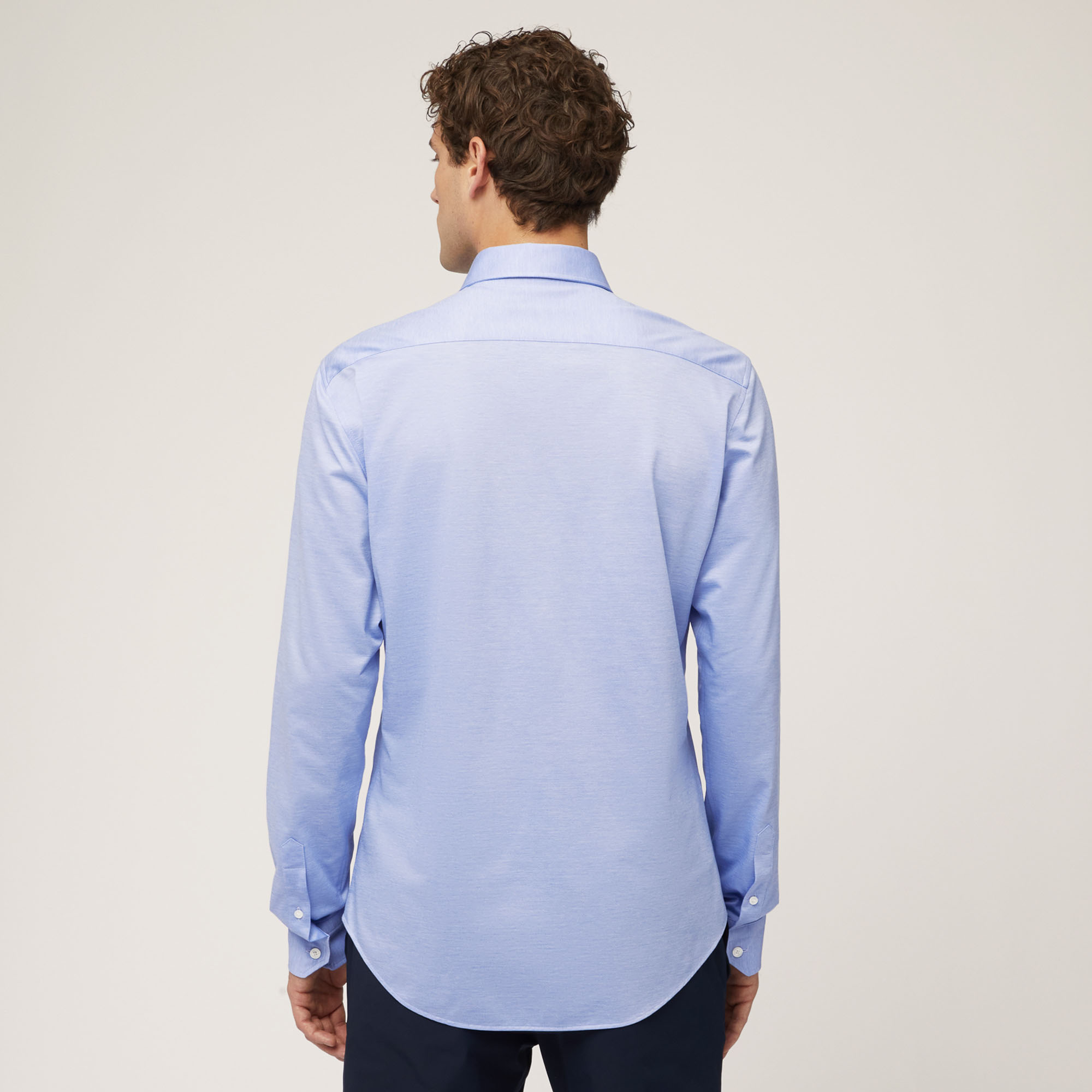 Cotton Shirt with Rounded Hem