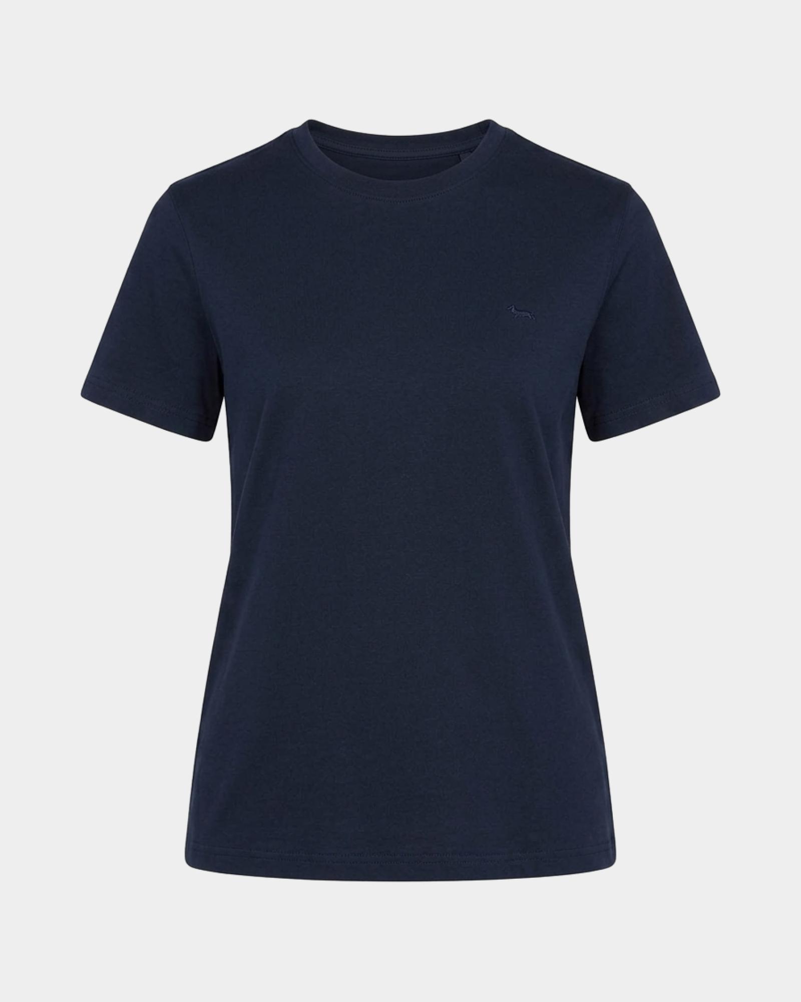 Camiseta de mujer con cuello redondo de 100 % puro algod&oacute;n, AZUL, large