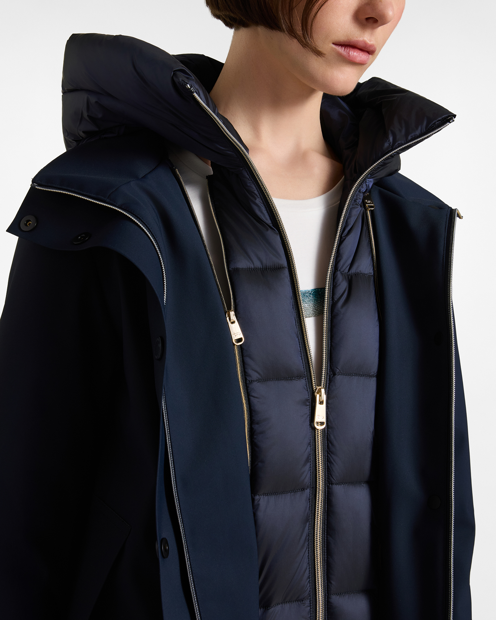 Women&rsquo;s Down Parka with Detachable Hood, NAVY BLUE, large