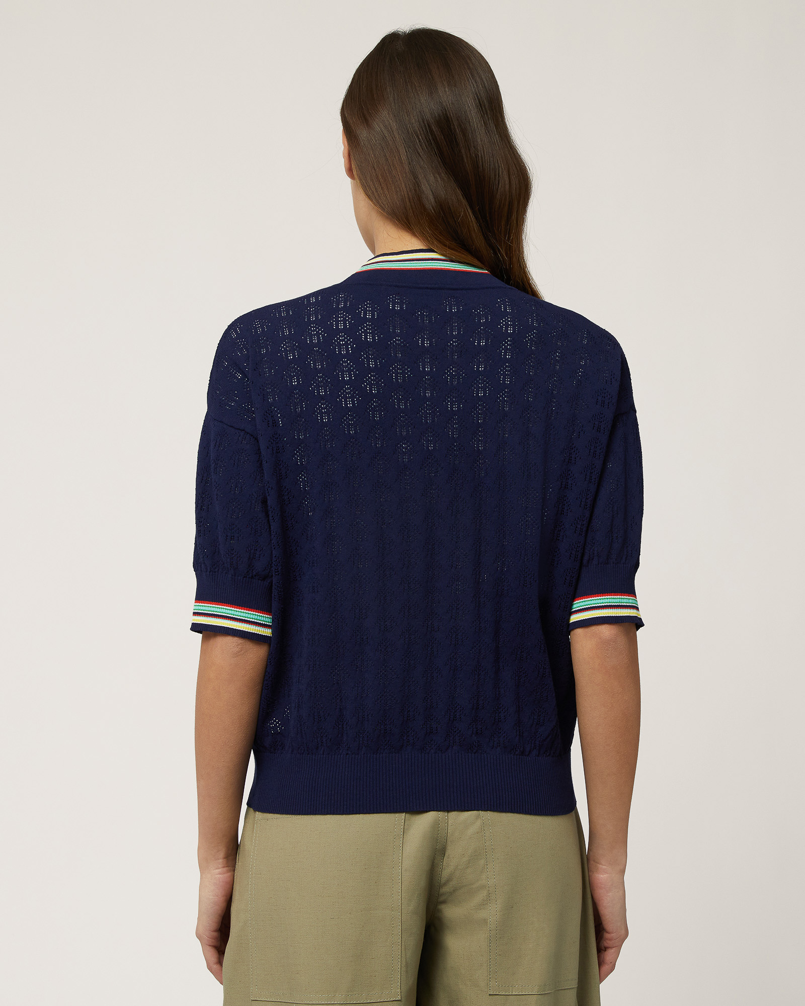 Cardigan Traforato Con Righe