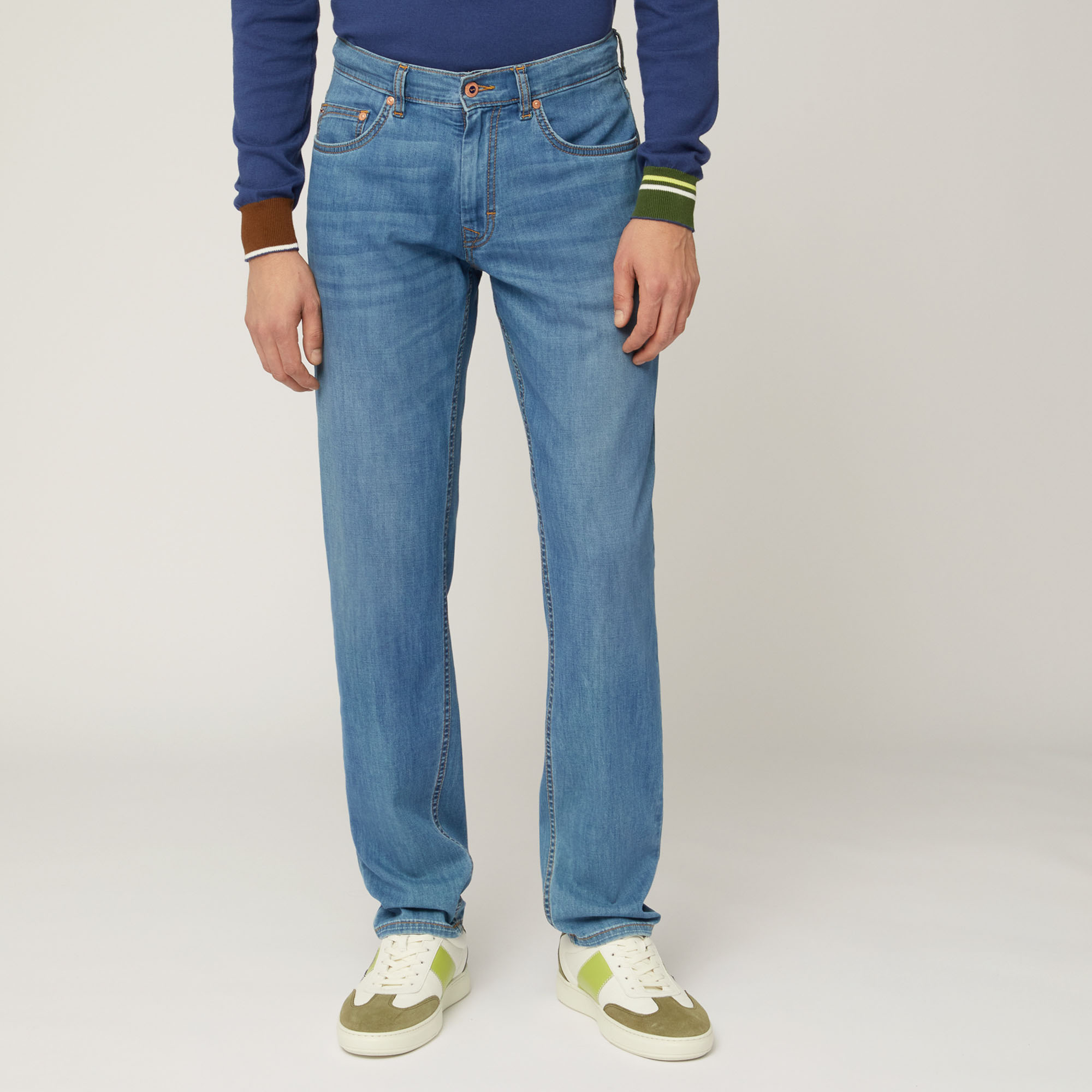Pantaloni Narrow Fit In Denim, Blu Denim, large image number 0