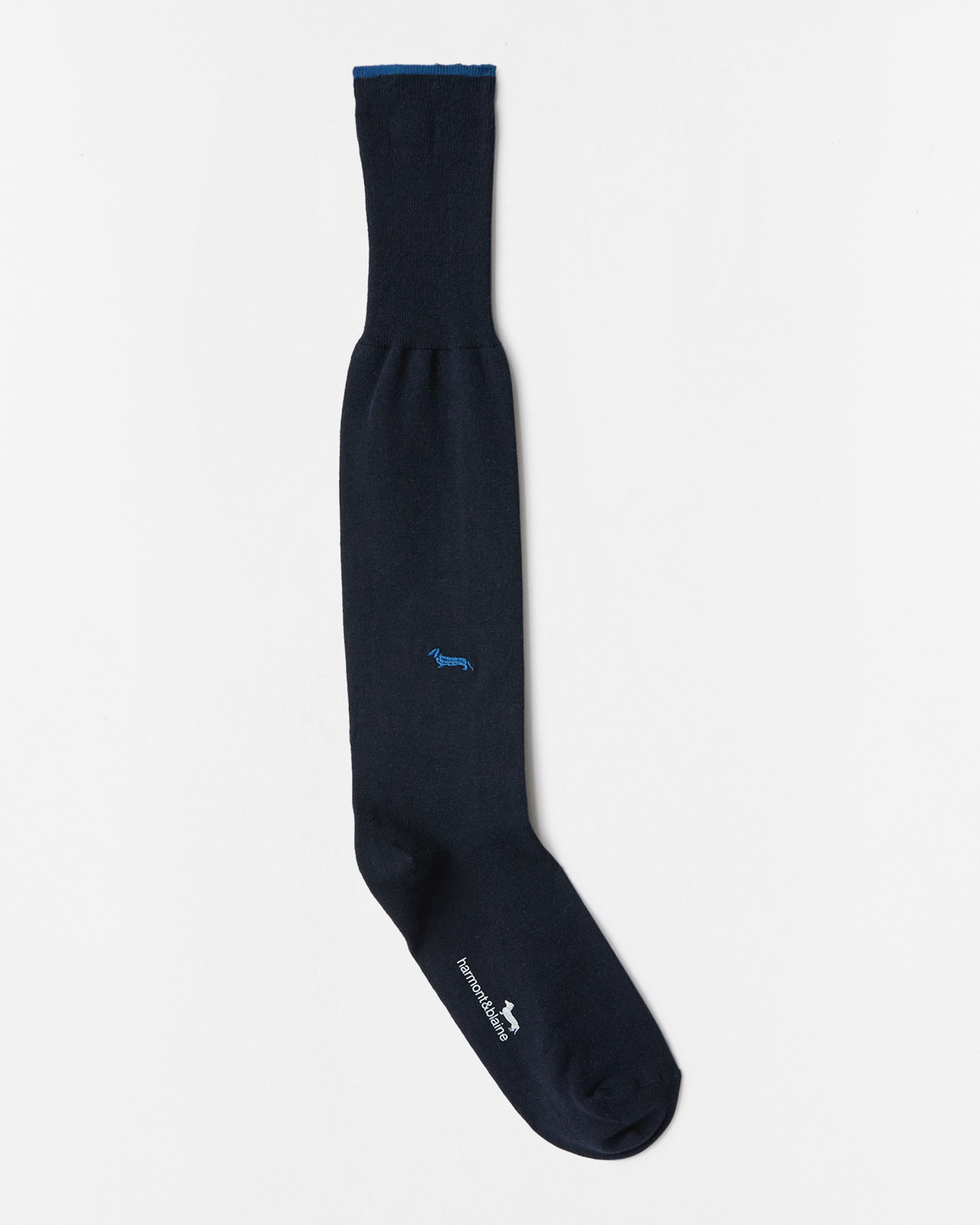 Long Cashmere Blend Socks, Navy Blue, large