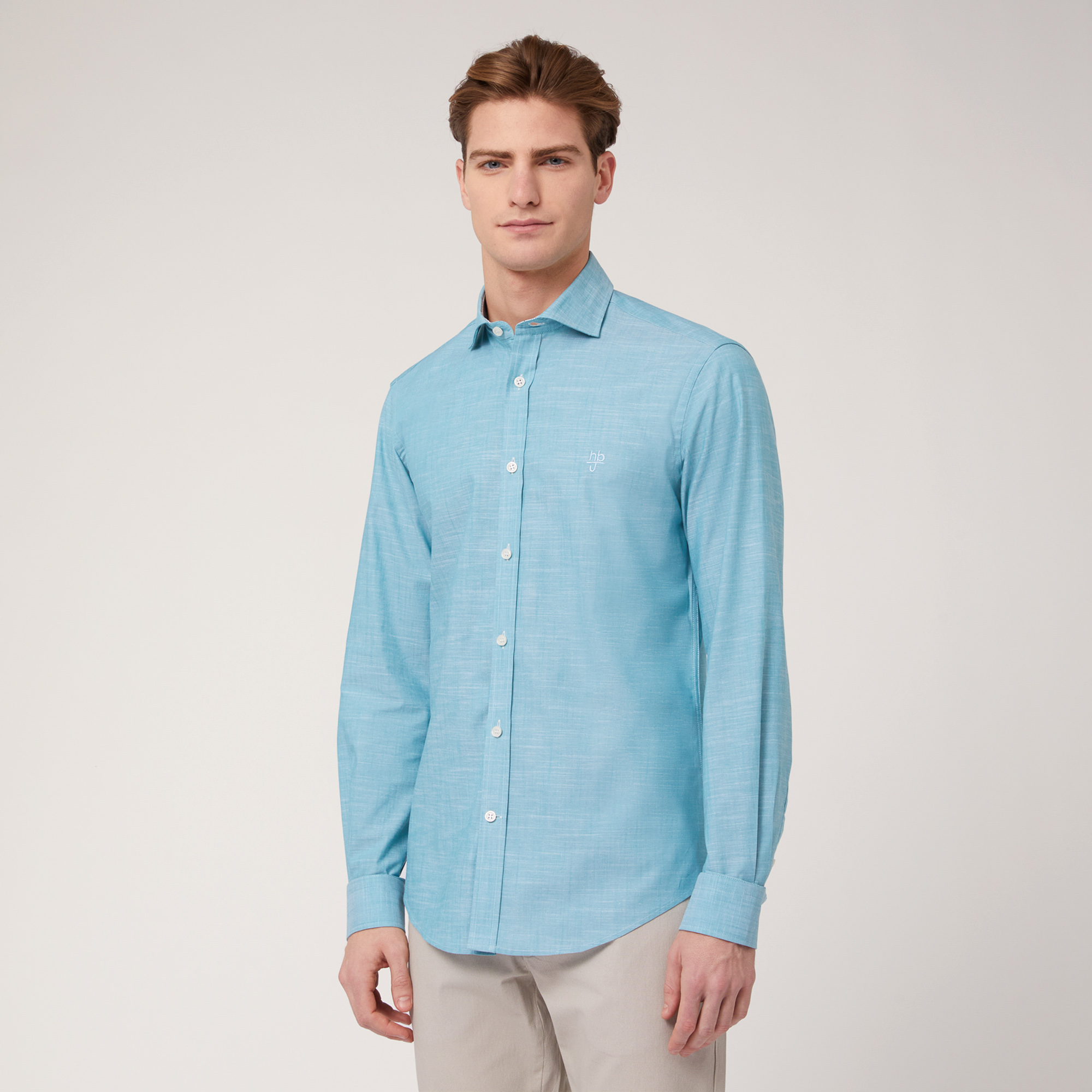 Camicia In Cotone Narrow Fit, Verde, large image number 0