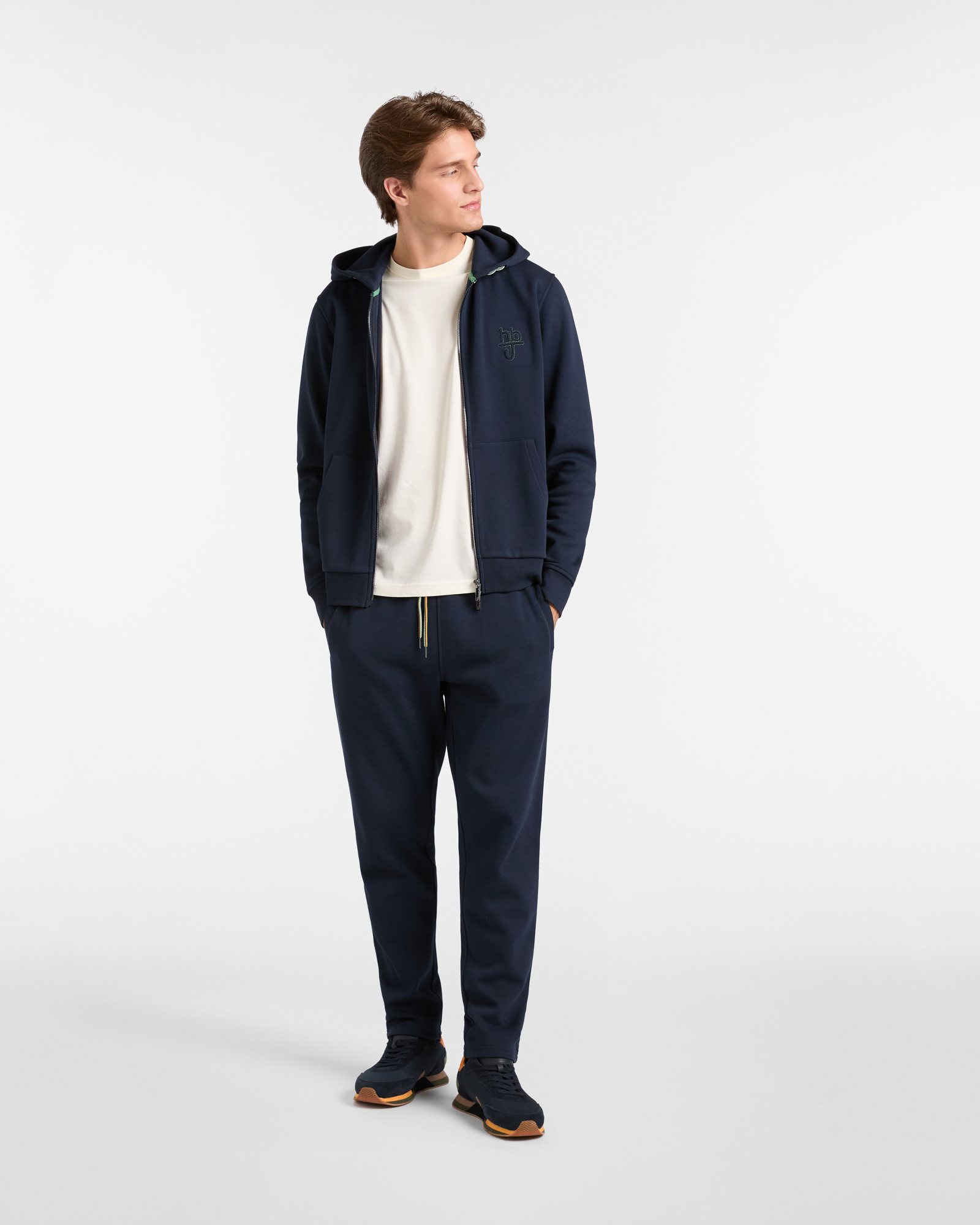Sweatpants in Brushed Piquet with Drawstring, Dark Blue, large image number 3
