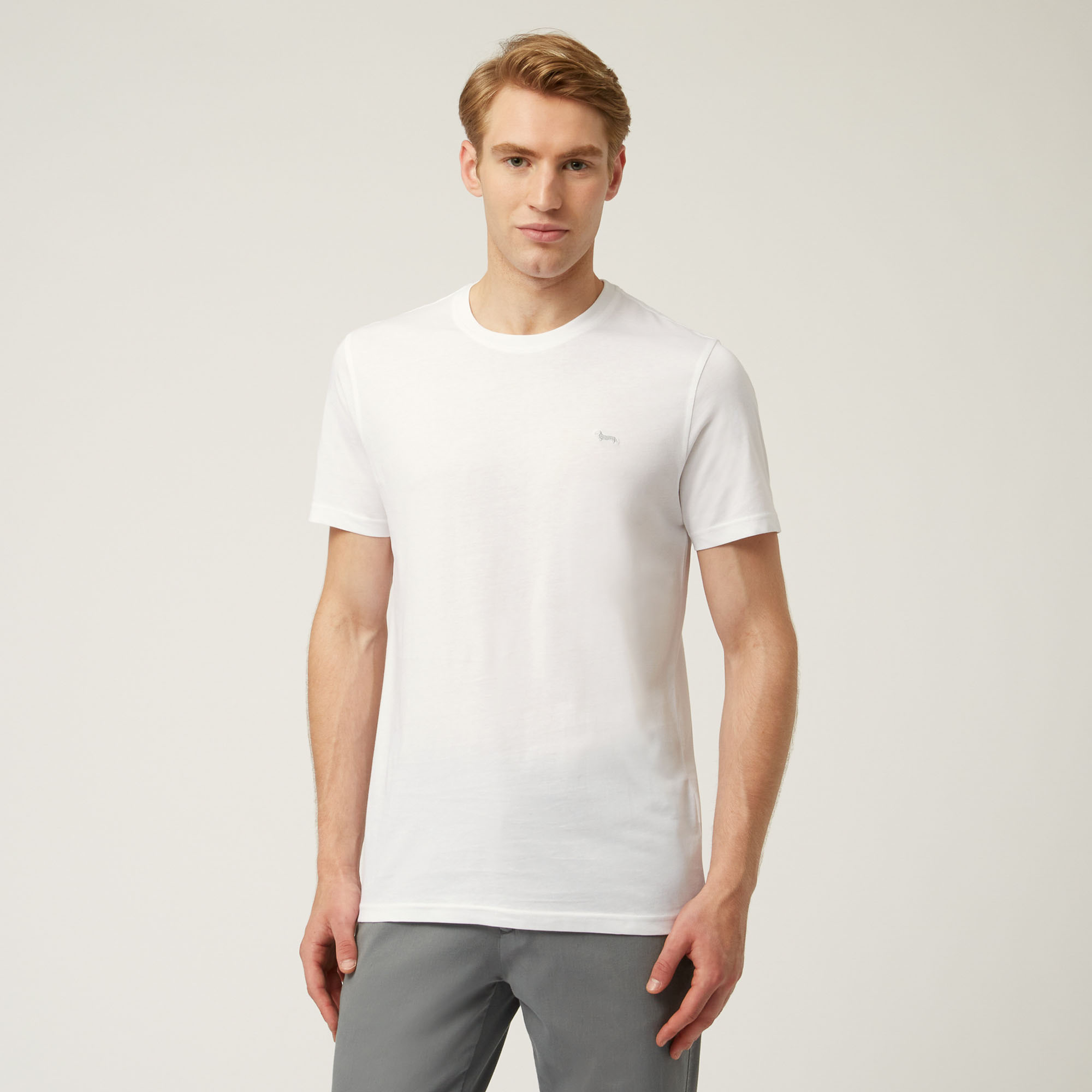 Einfarbiges Essentials t shirt aus baumwolle, Weiß, large