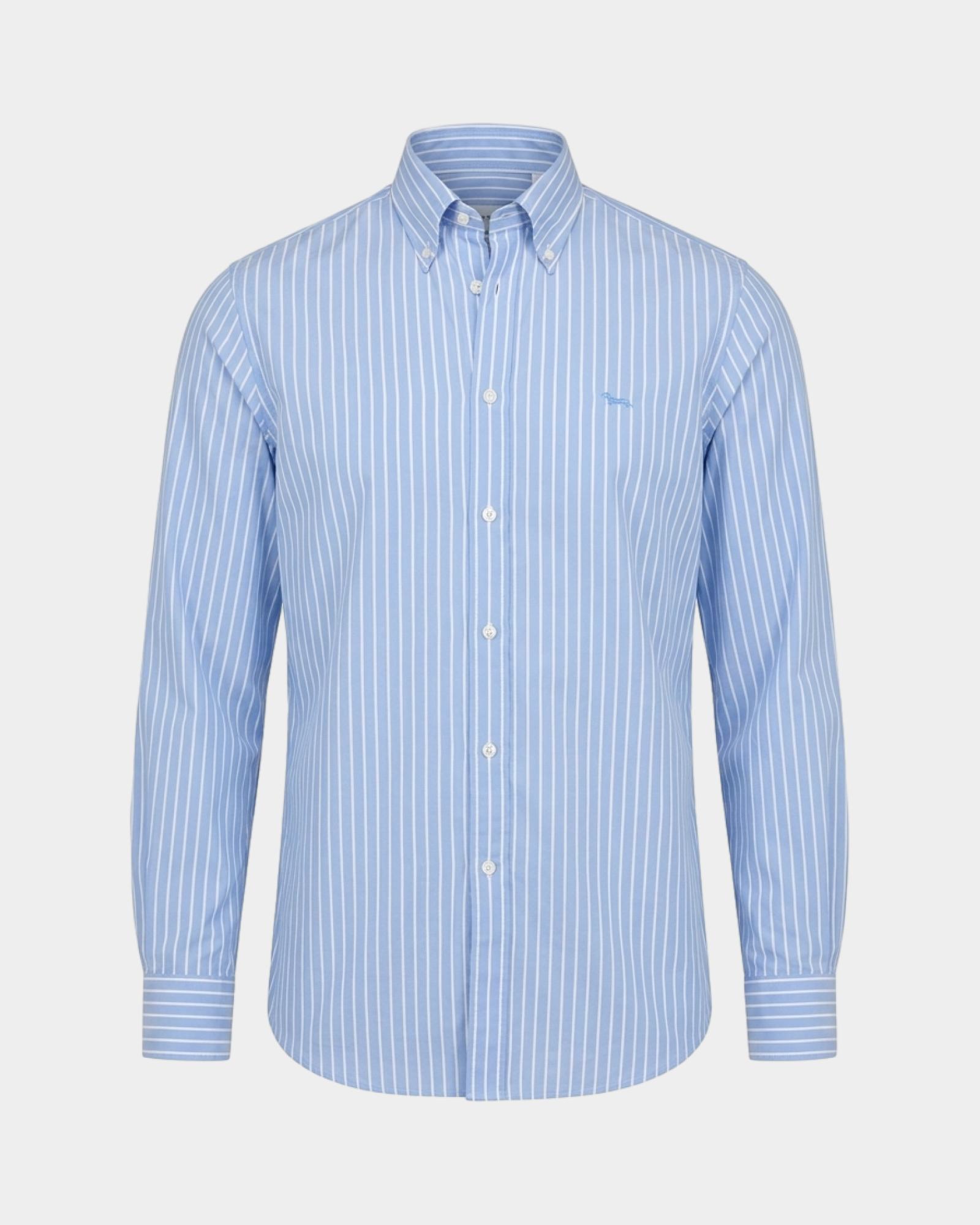 Camisa de hombre de corte regular con rayas anchas, te&ntilde;ido en hilo, color rojo, SKY, large