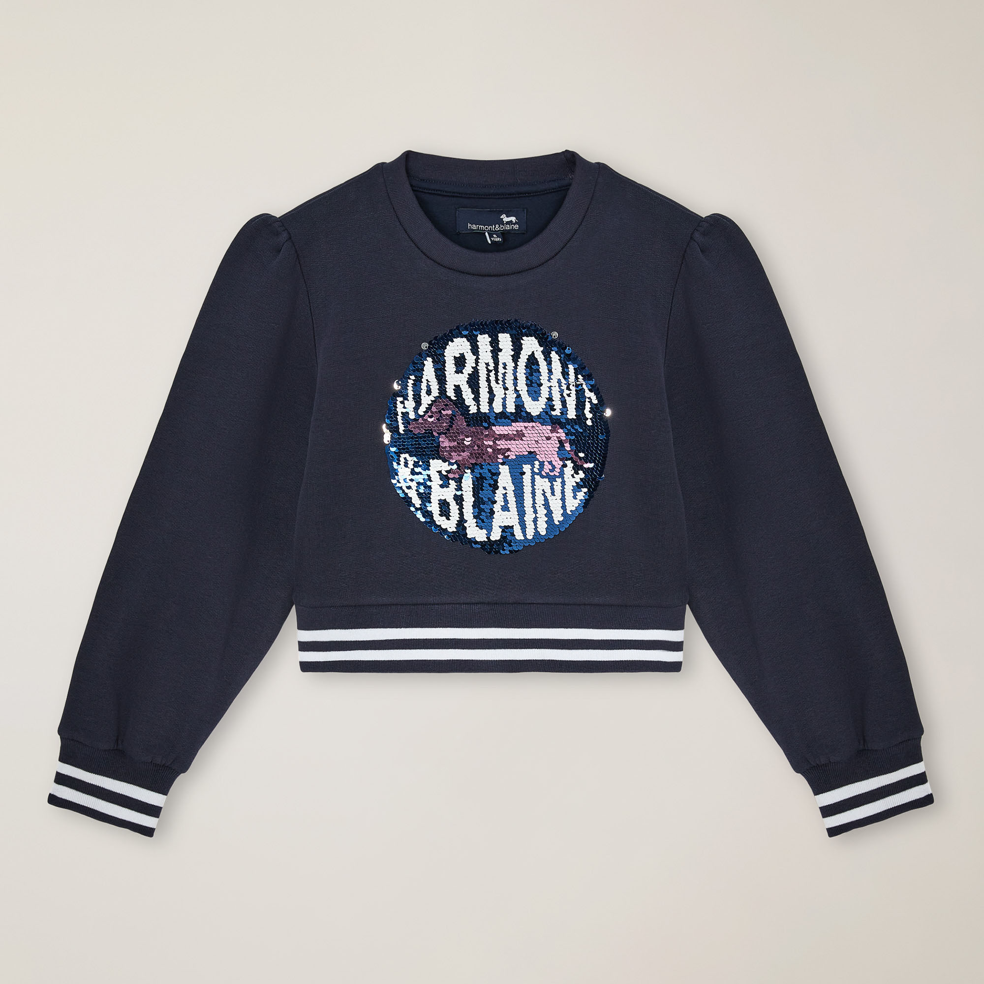 Crew-neck sweatshirt with logo print, Navy blue, large image number 0