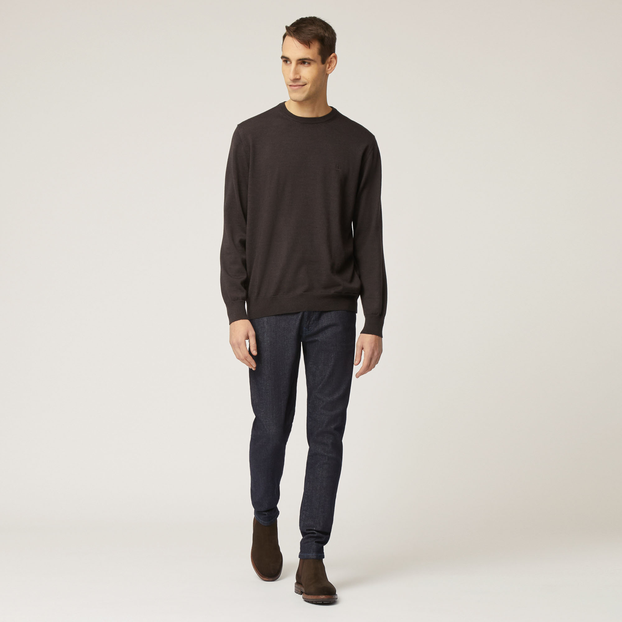 Pullover Girocollo Hbj, Marrone, large image number 3