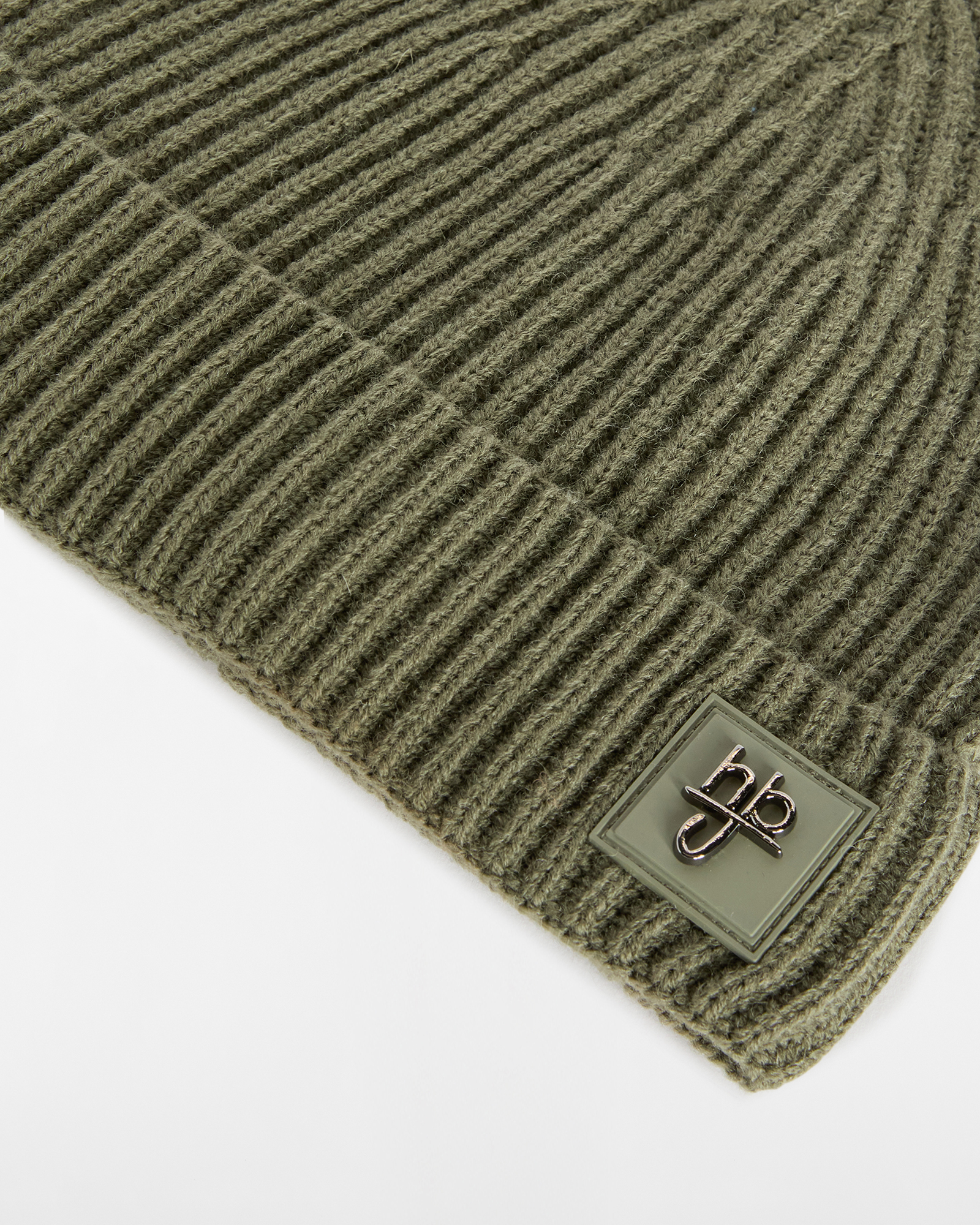 Berretto in Maglia a Costa Inglese con Patch Logo, Verde Oliva, large image number 3