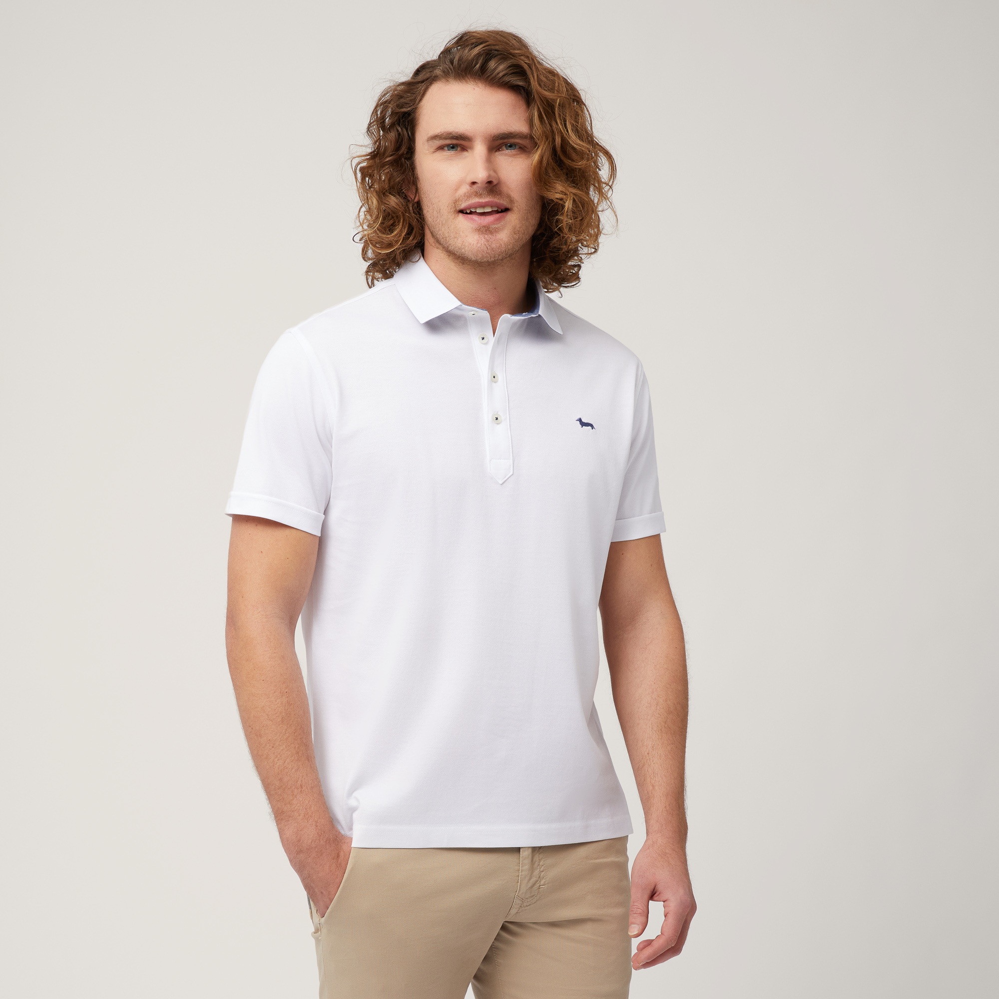 Polo In Cotone Stretch, Blanco, large