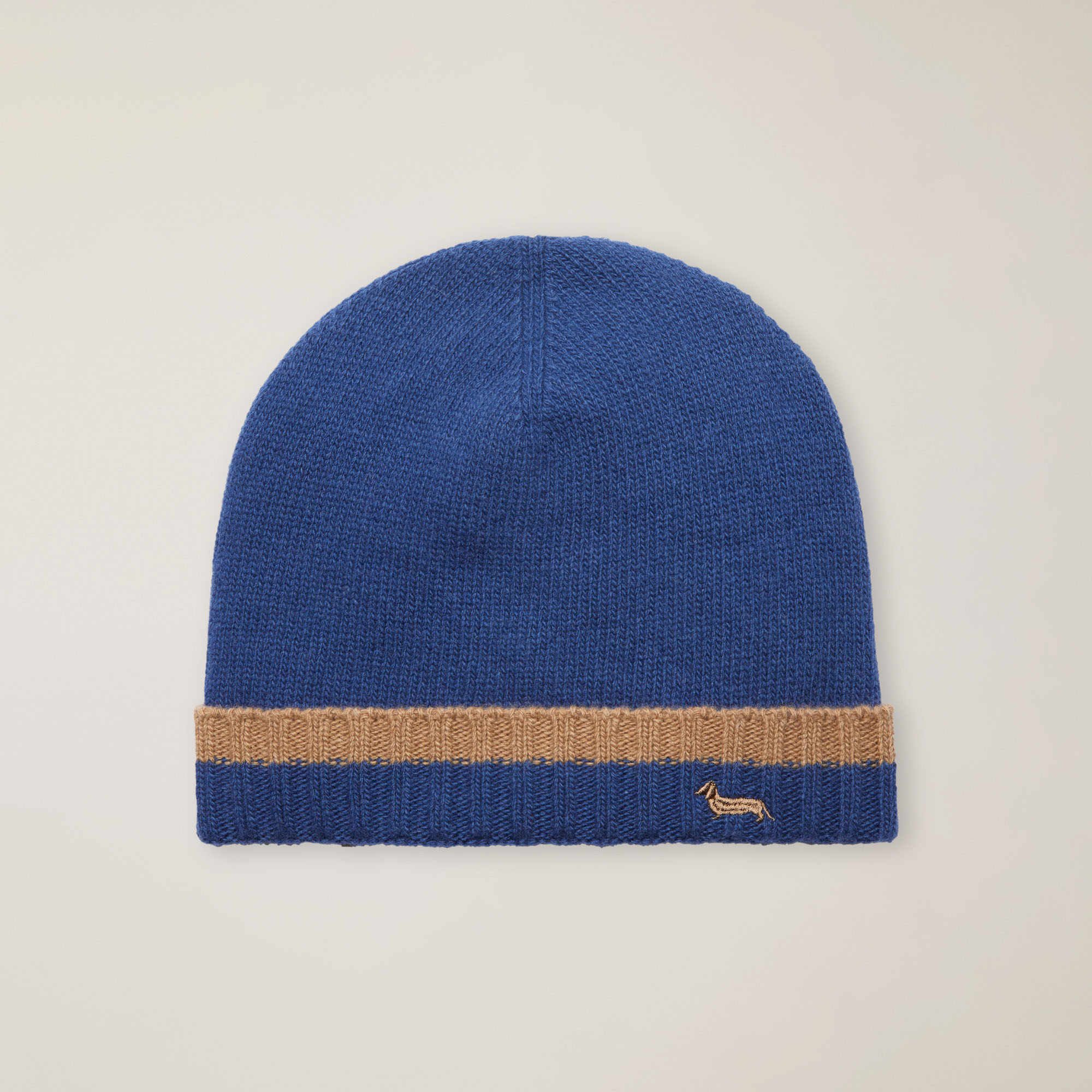 Short Cashmere-Blend Beanie With Embroidered Dachshund