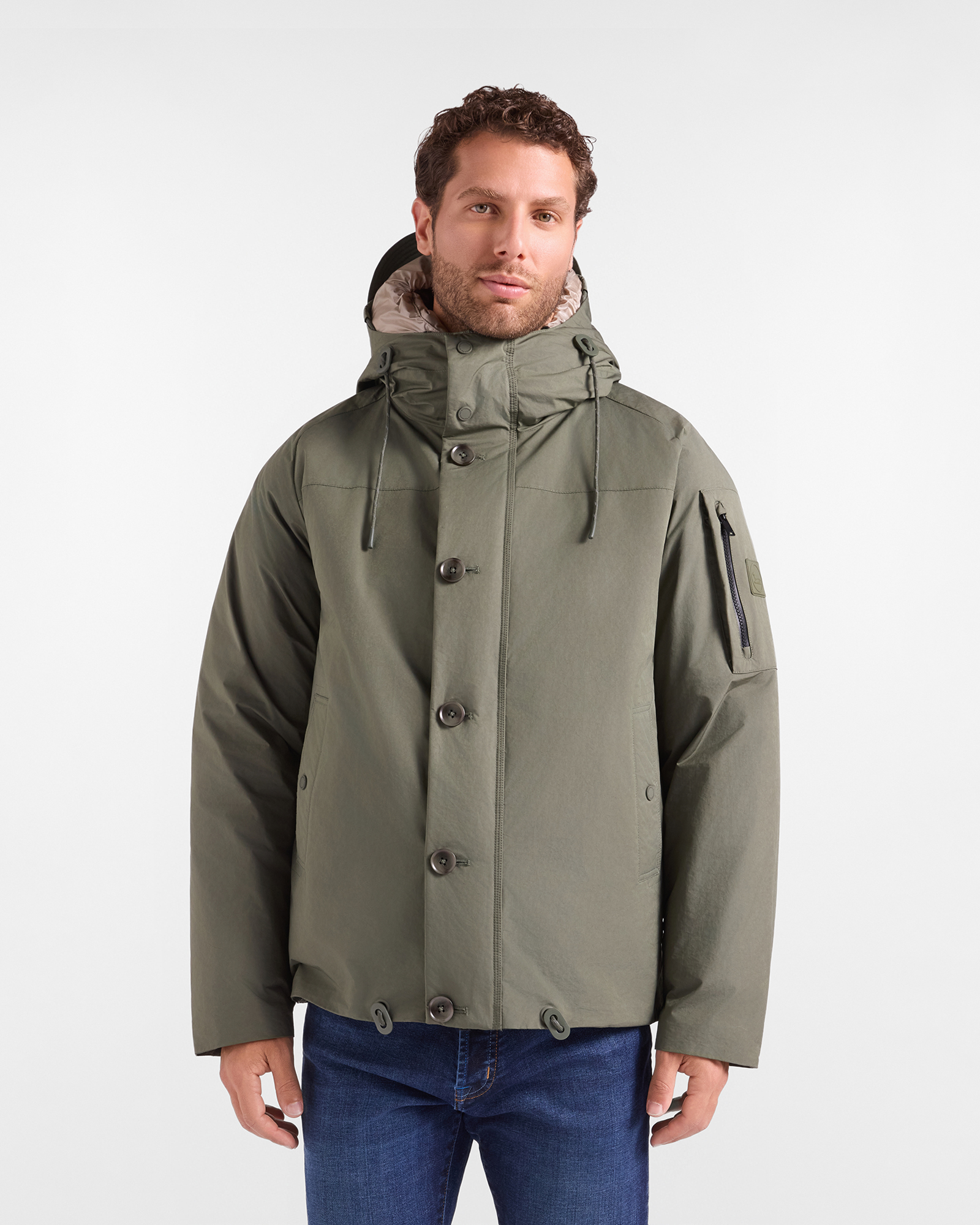 Men&rsquo;s petrol green 3-in-1 rubberised nylon jacket