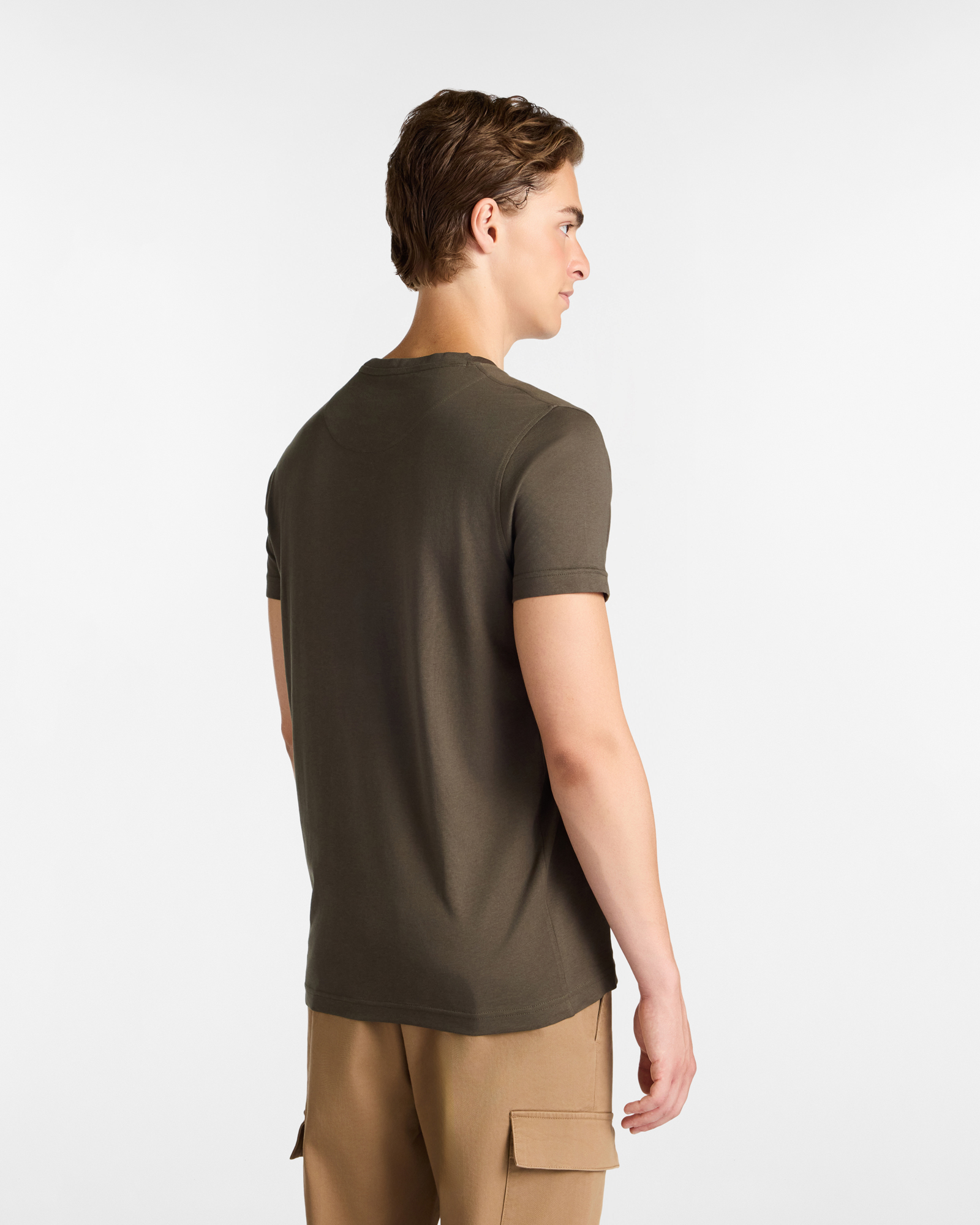 T-Shirt in Cotone con Logo Ricamato, Verde Oliva, large image number 1