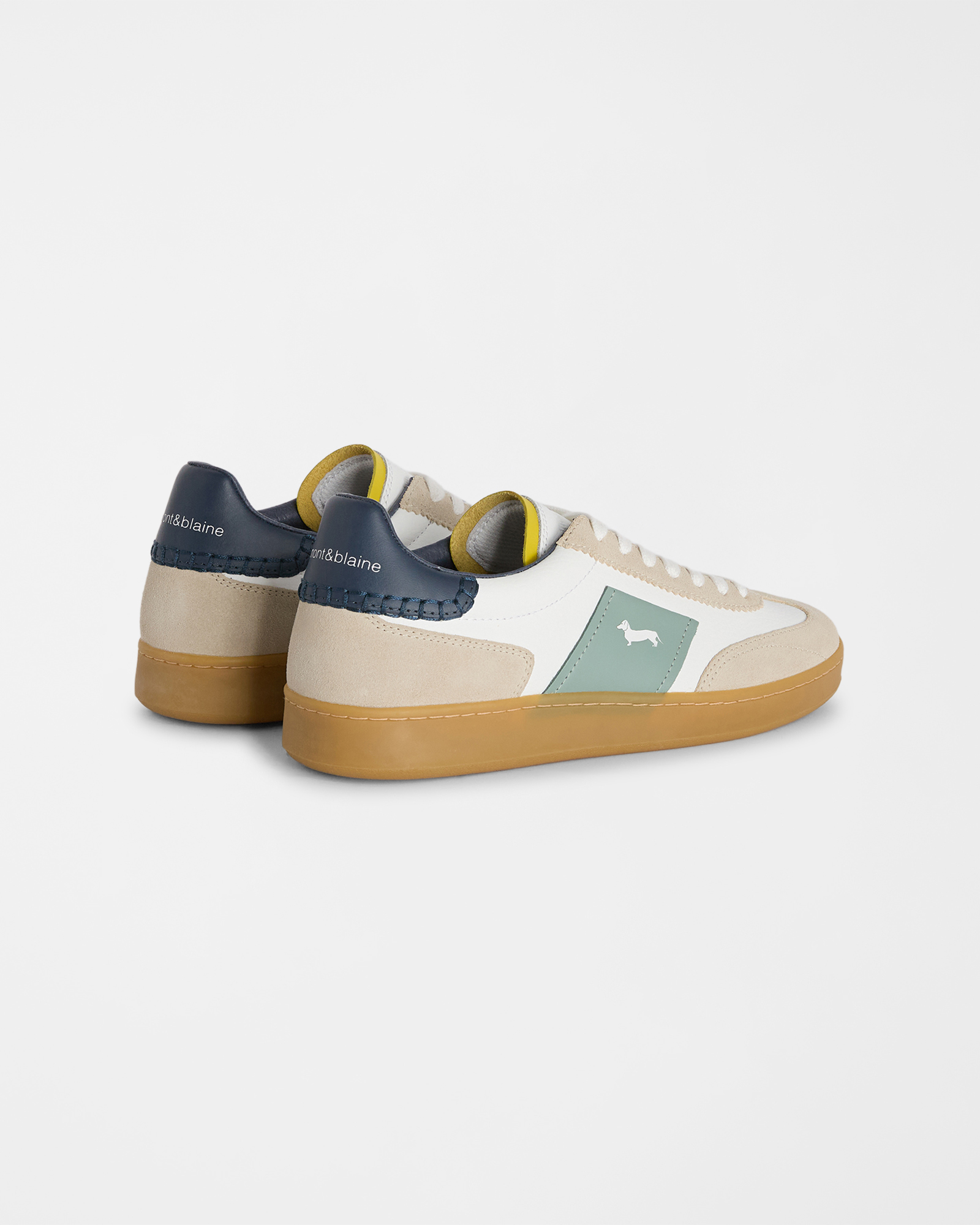 Suede and leather sneakers, Beige, large image number 2