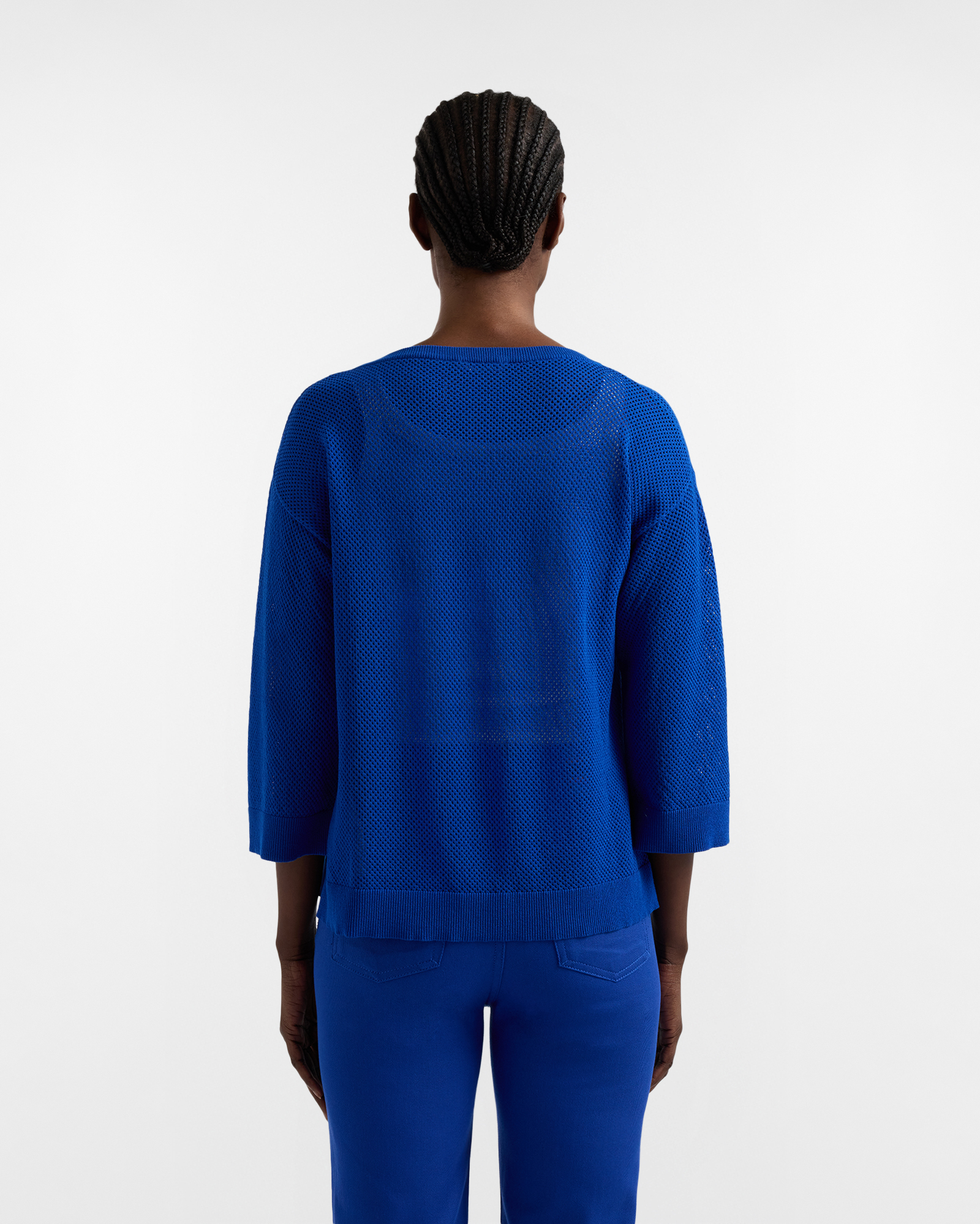 Mesh shirt with embroidery, Blue, large image number 1