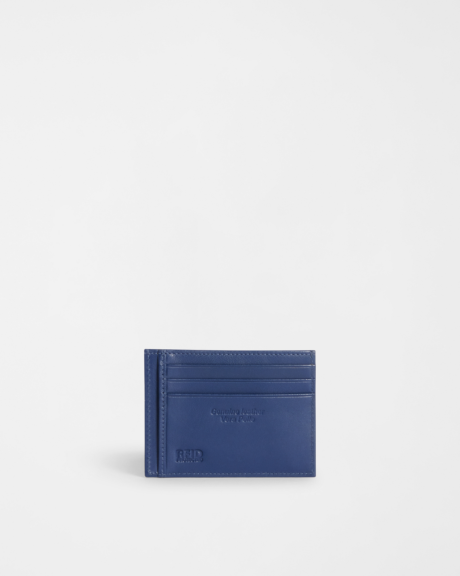 Leather Card Holder, Navy Blue, large image number 1