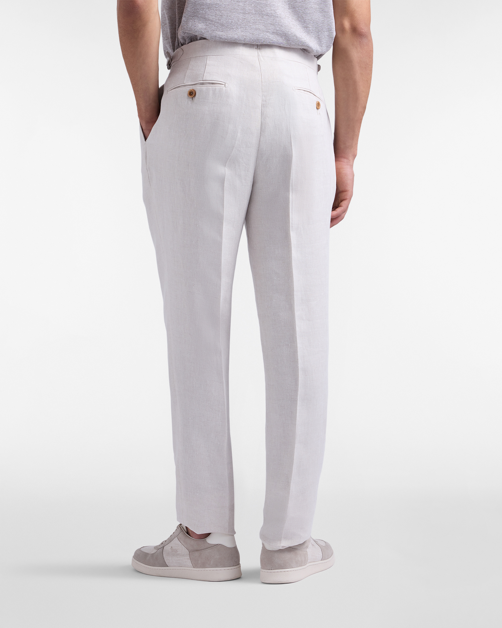  Harmont&blaine Harmont&blaine - Mens Craftsmanship In Color Linen Chino Pants With Double Tucks, Man, Beige, Size: 46 