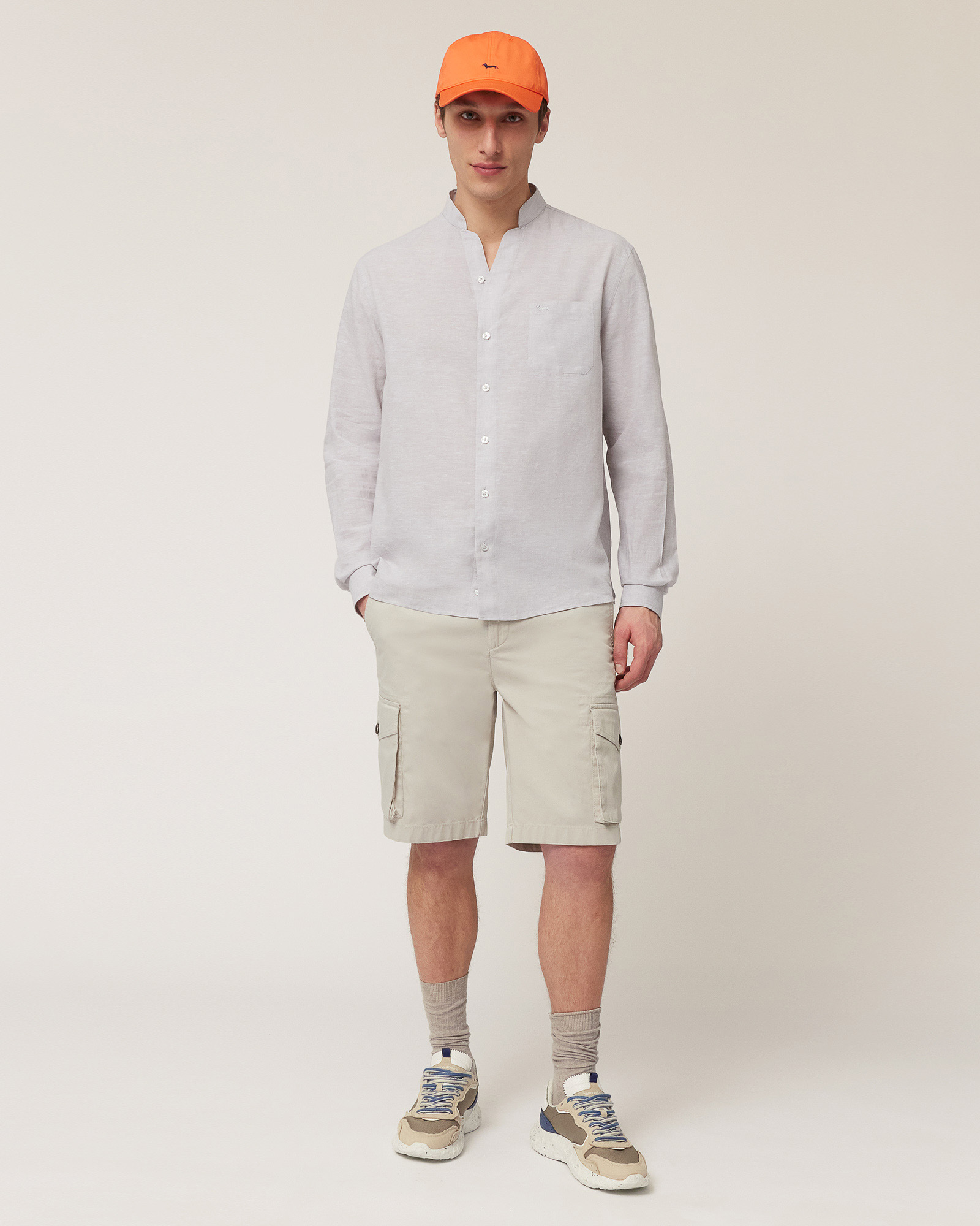 Shirt with Mandarin Collar, Silver Grey, large image number 3