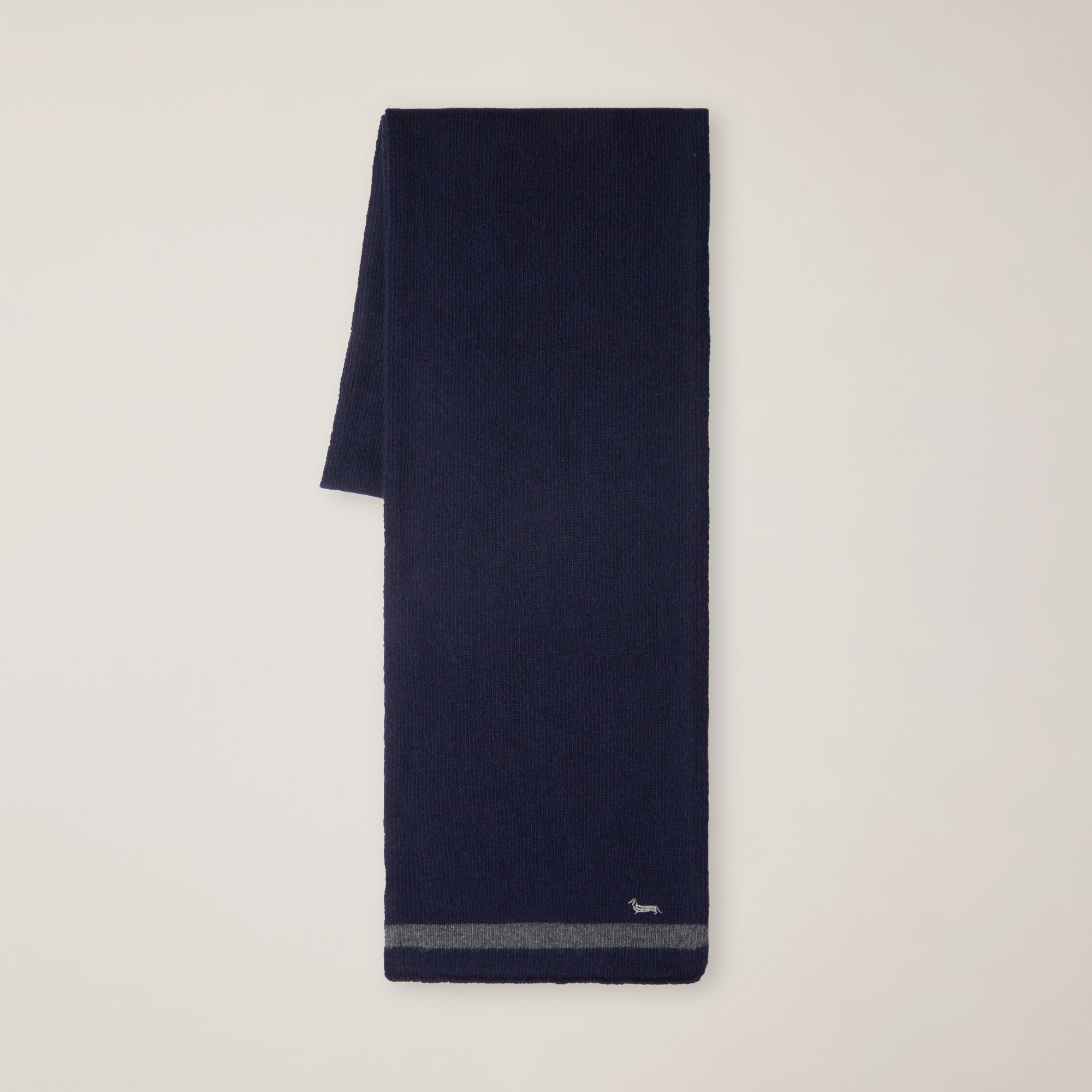Sciarpa In Misto Cashmere Bicolor Con Bassotto, Blu Chiaro, large image number 0
