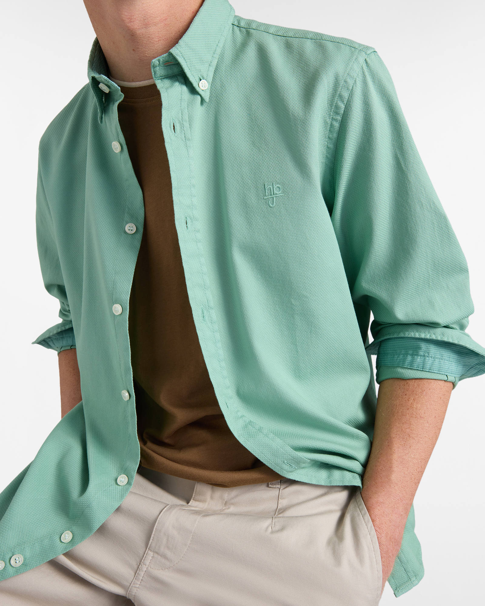 Camicia Uomo in Cotone Oxford, Verde chiaro, large image number 2