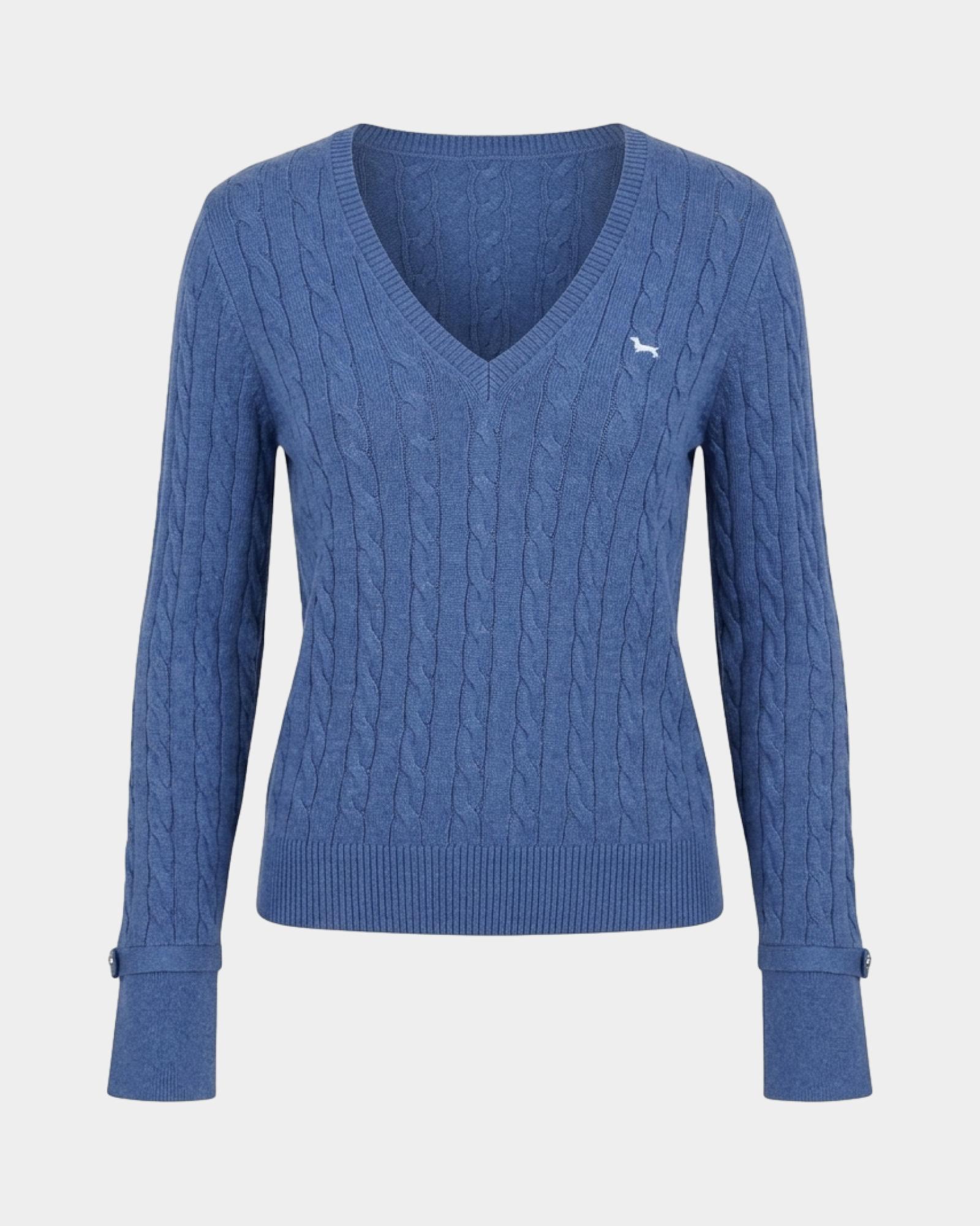 Women's regular fit V-neck sweater in  wool blend with cashmere, LIGHT BLUE, large