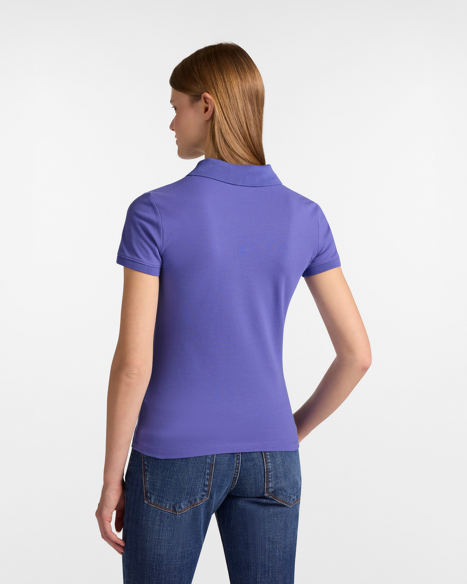 V-Neck Striped Polo, Hydrangea Purple, large image number 1