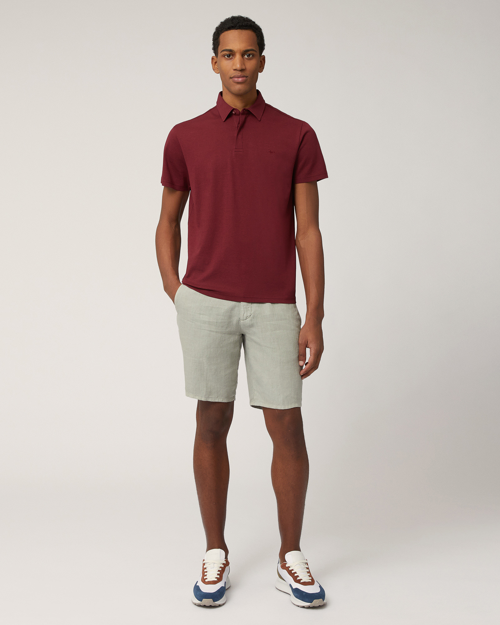 Regular Fit Linen Bermuda Shorts, Moss Green, large image number 3