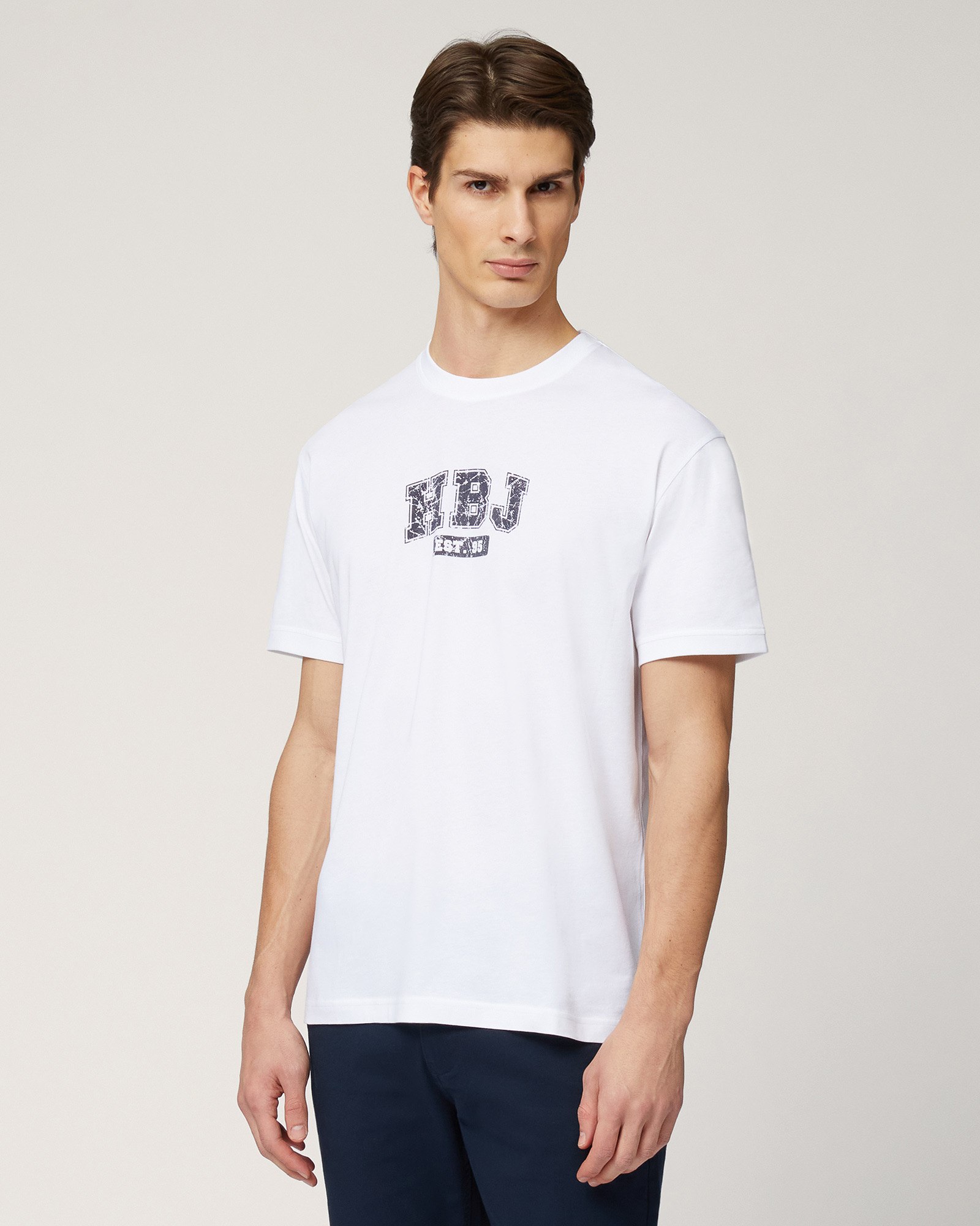 T-Shirt Con Stampa Sul Petto, Bianco, large