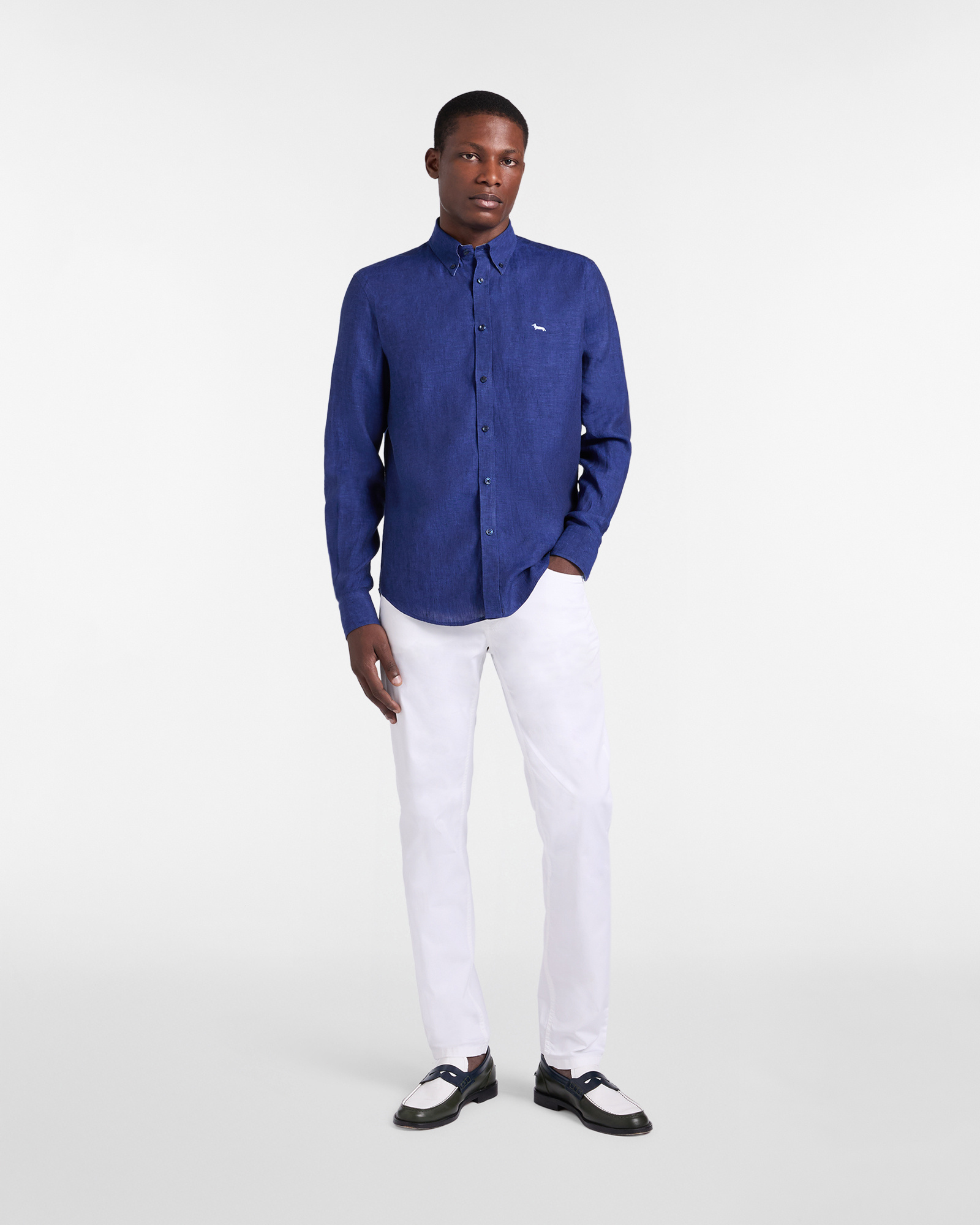Regular-fit pure linen shirt, Dark Blue, large image number 3