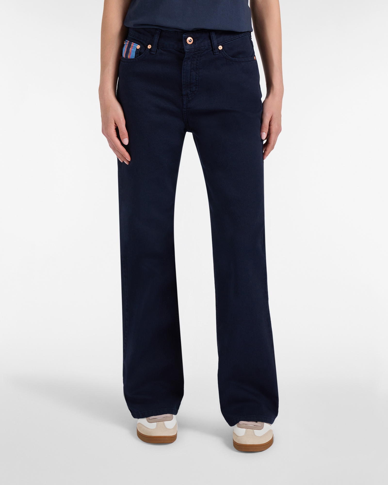 Women's high-waisted five-pocket cotton pants