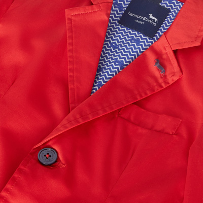 Satin gabardine jacket with Dachshund pin, Red, large image number 2