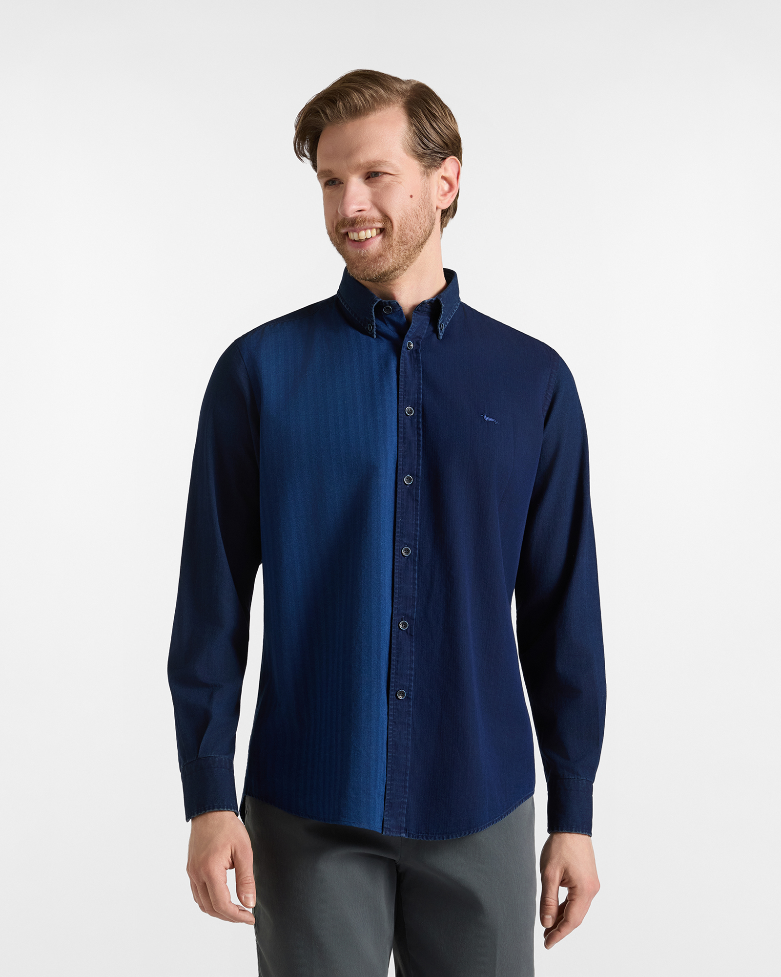 Men's Made in Italy Piazzetta shirt in dark blue denim