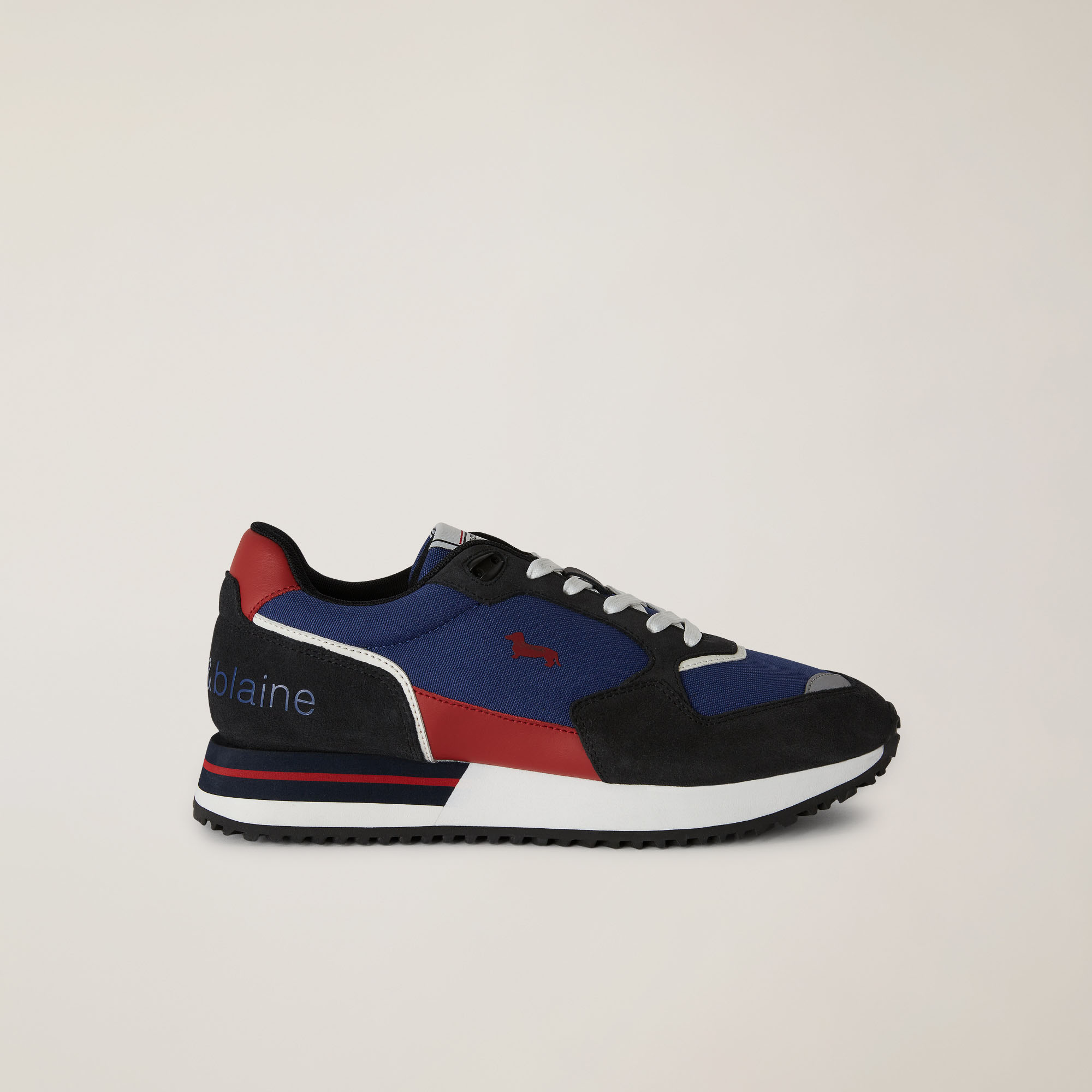 Sneakers With Contrasting Inserts, Blue/Red, large