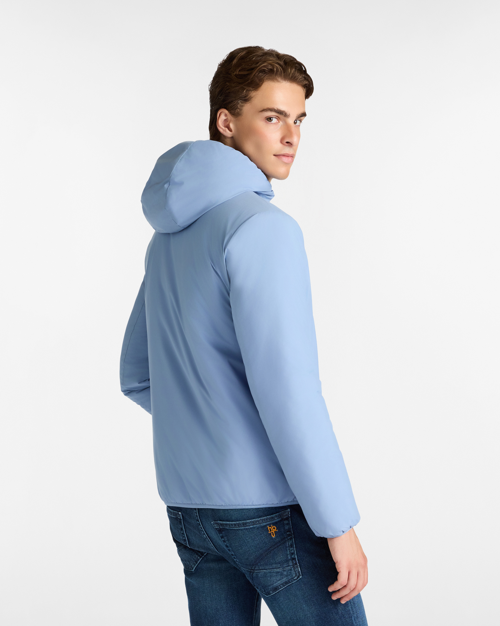 Double-Faced Padded Jacket with Hood, Light Blue, large image number 1