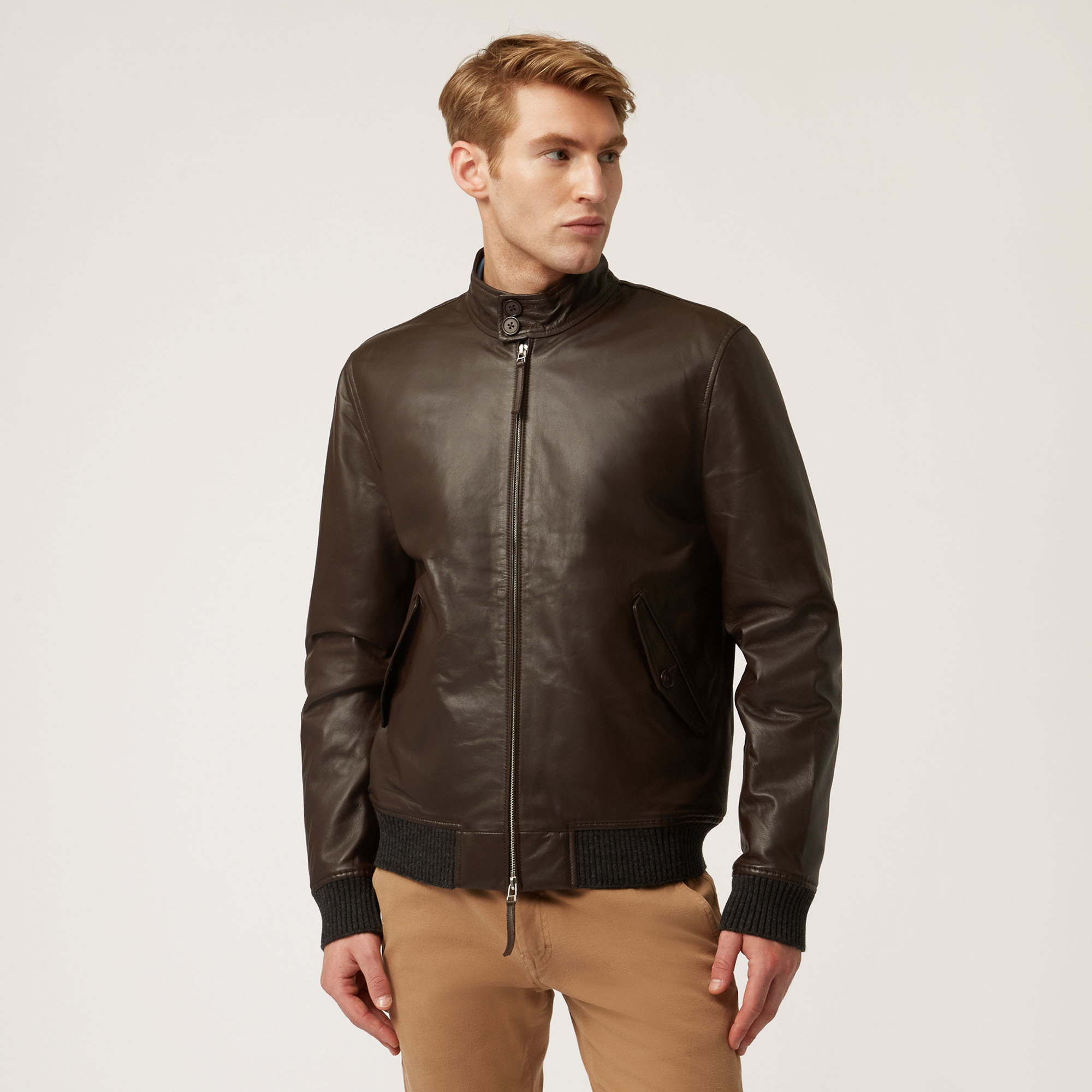 Nappa Leather Jacket, Brown, large image number 0