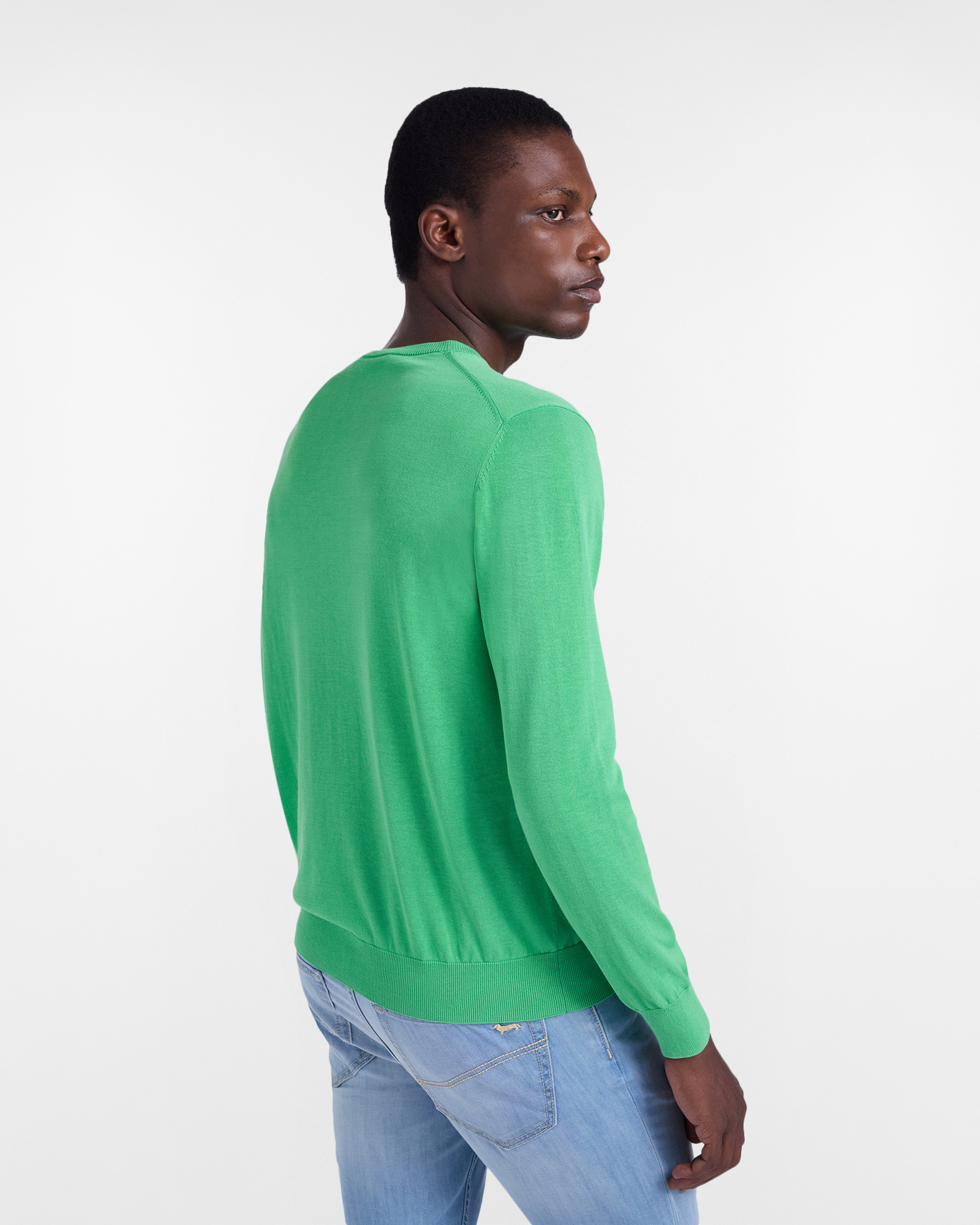 Cotton crewneck pullover, Green, large image number 1