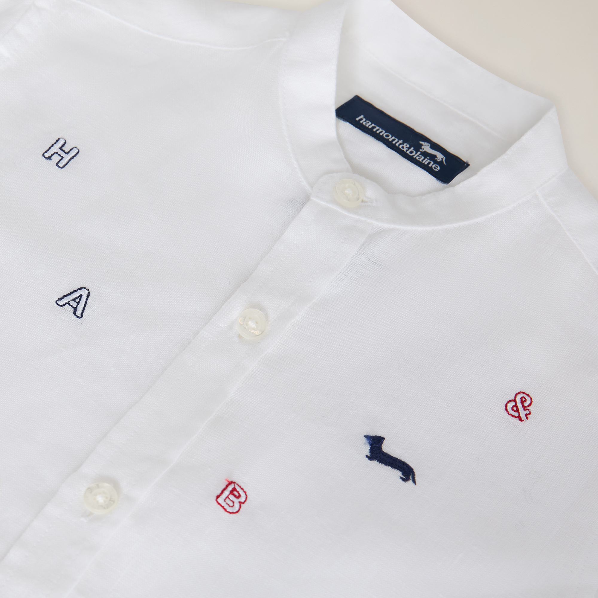 Camicia in lino con ricamo, Bianco, large image number 2