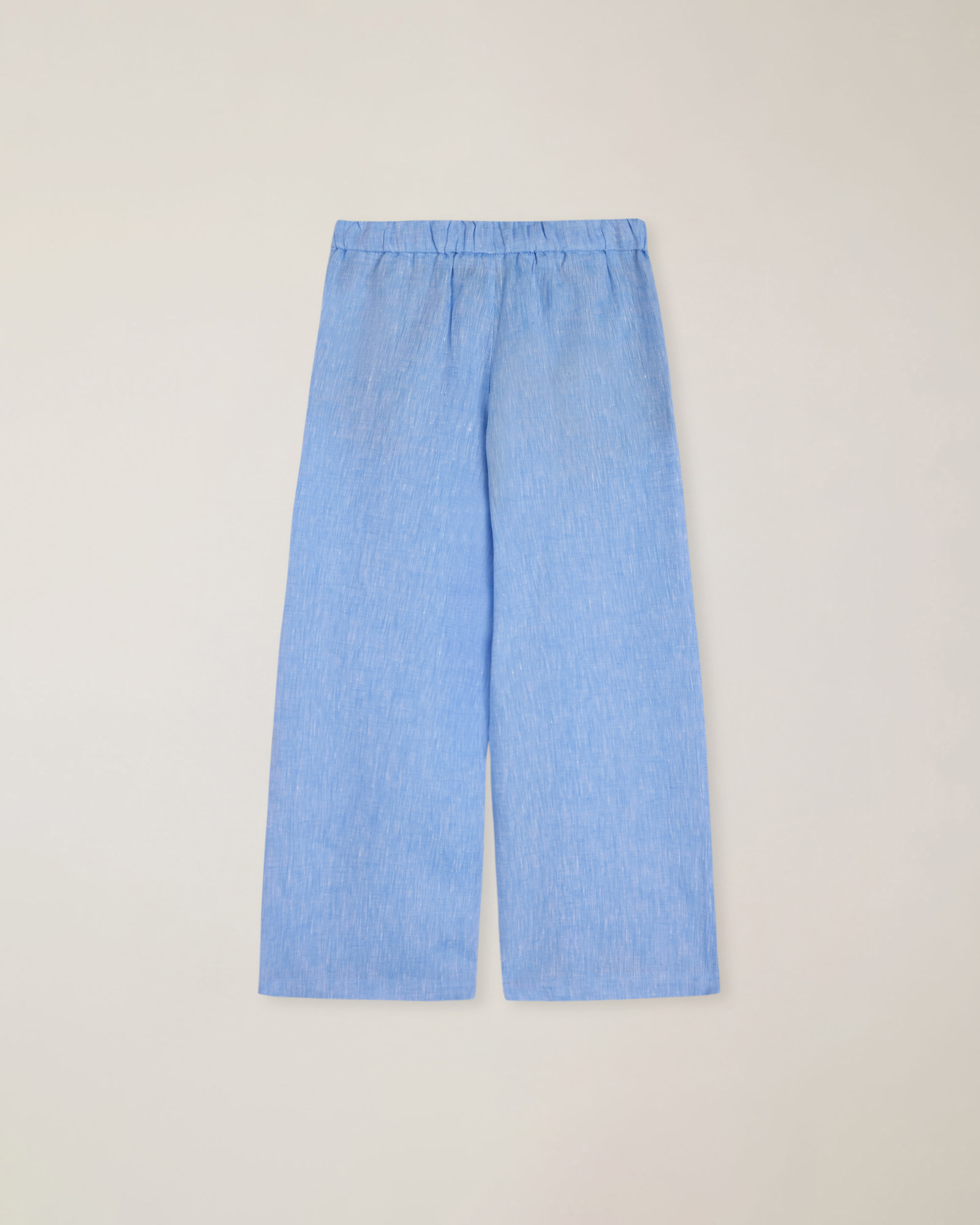 Linen palazzo trousers with pocket embroidery