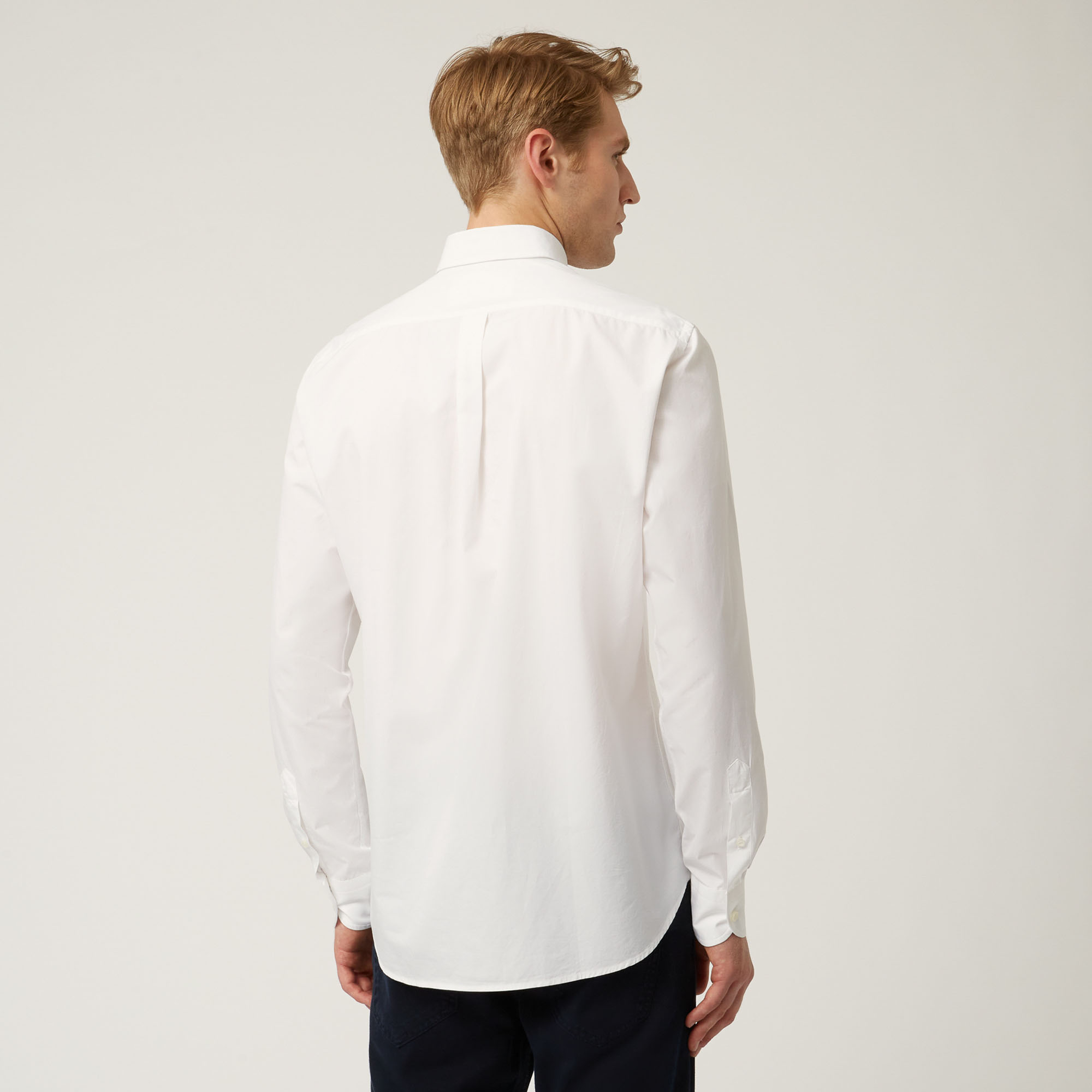 Essentials shirt in plain-coloured cotton, White, large