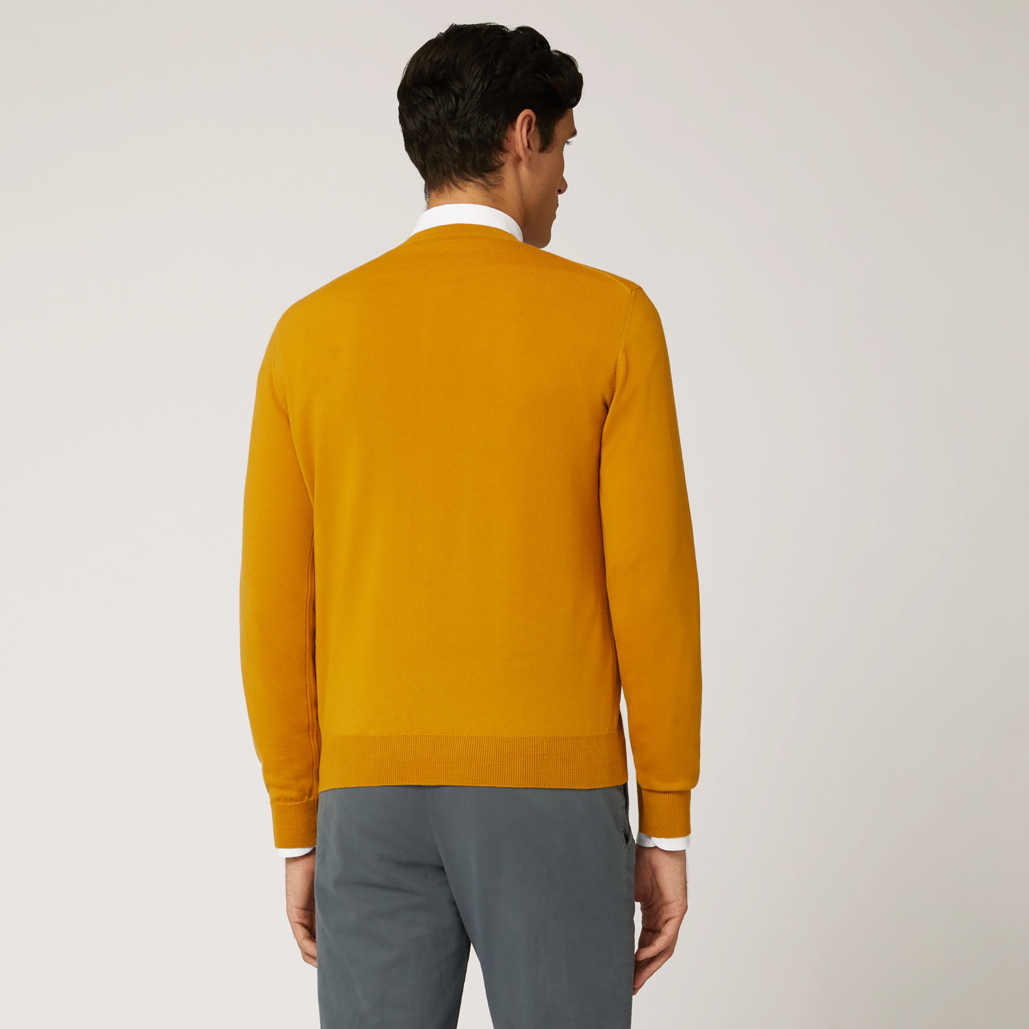 Pullover Girocollo In Lana Merino, Senape, large image number 1