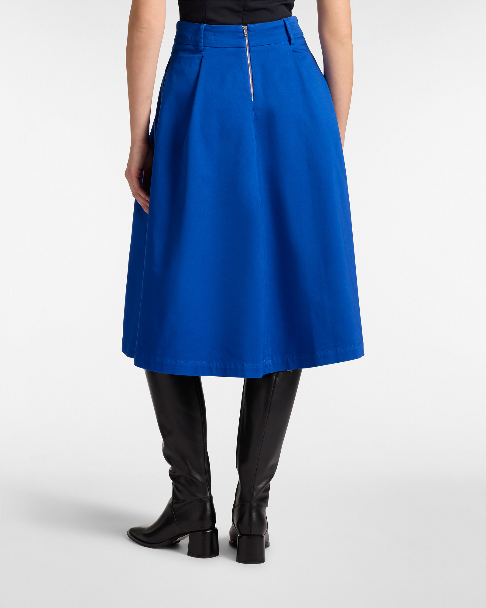 Midi Satin Skirt with Pleats