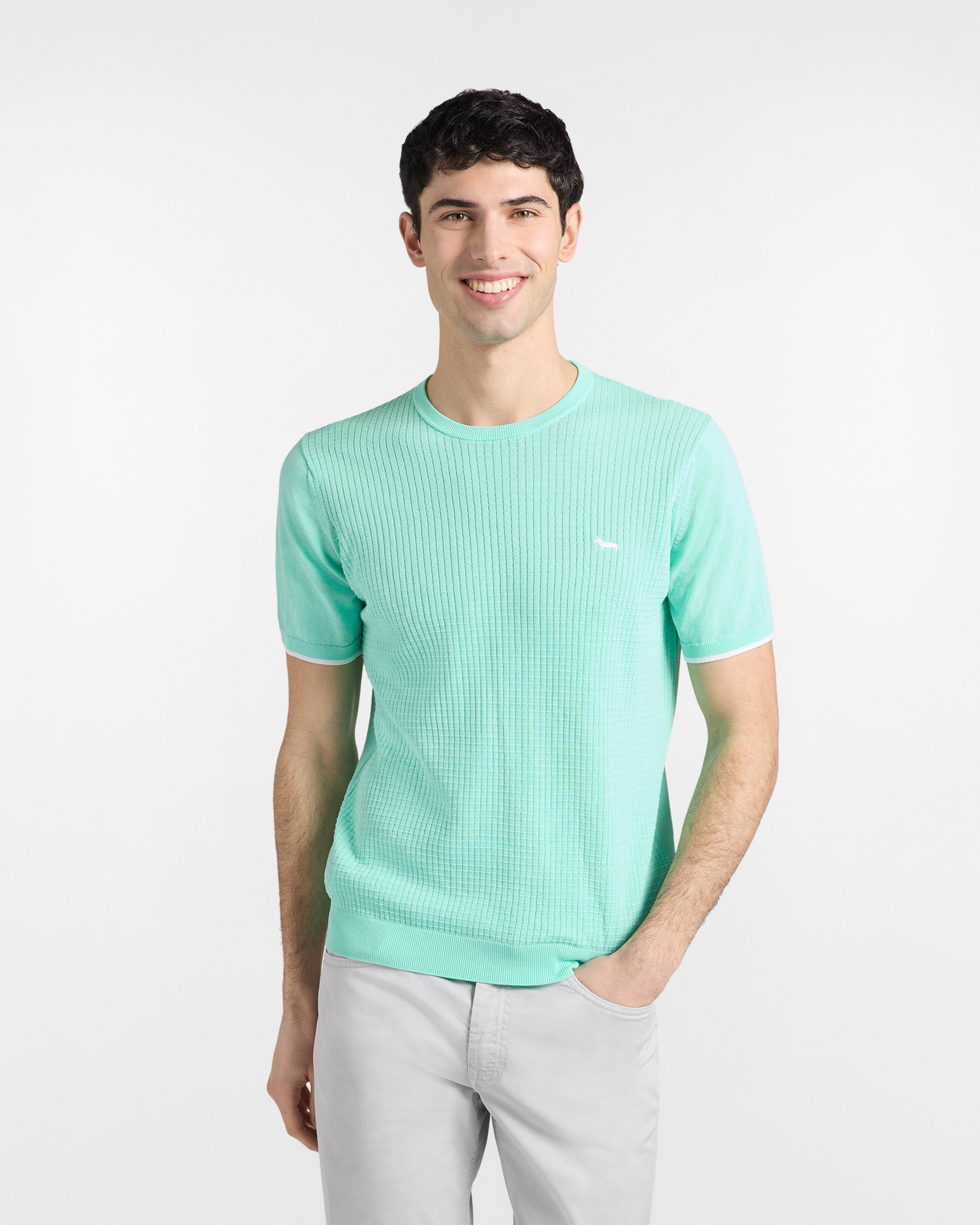 Knit T-shirt with 3D processing, Green, large