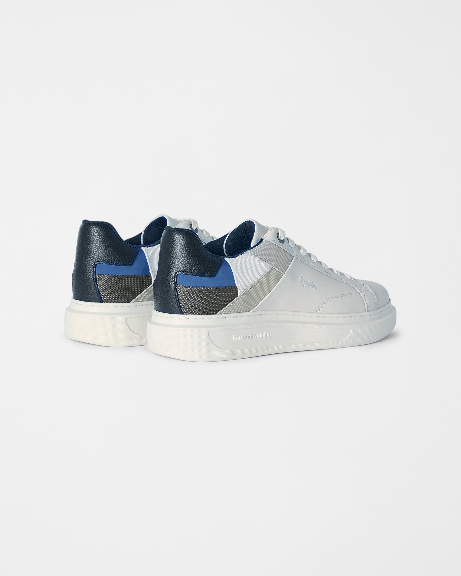 Men's leather sneakers with technical inserts, OFF WHITE - MULTICOLOR, large image number 2