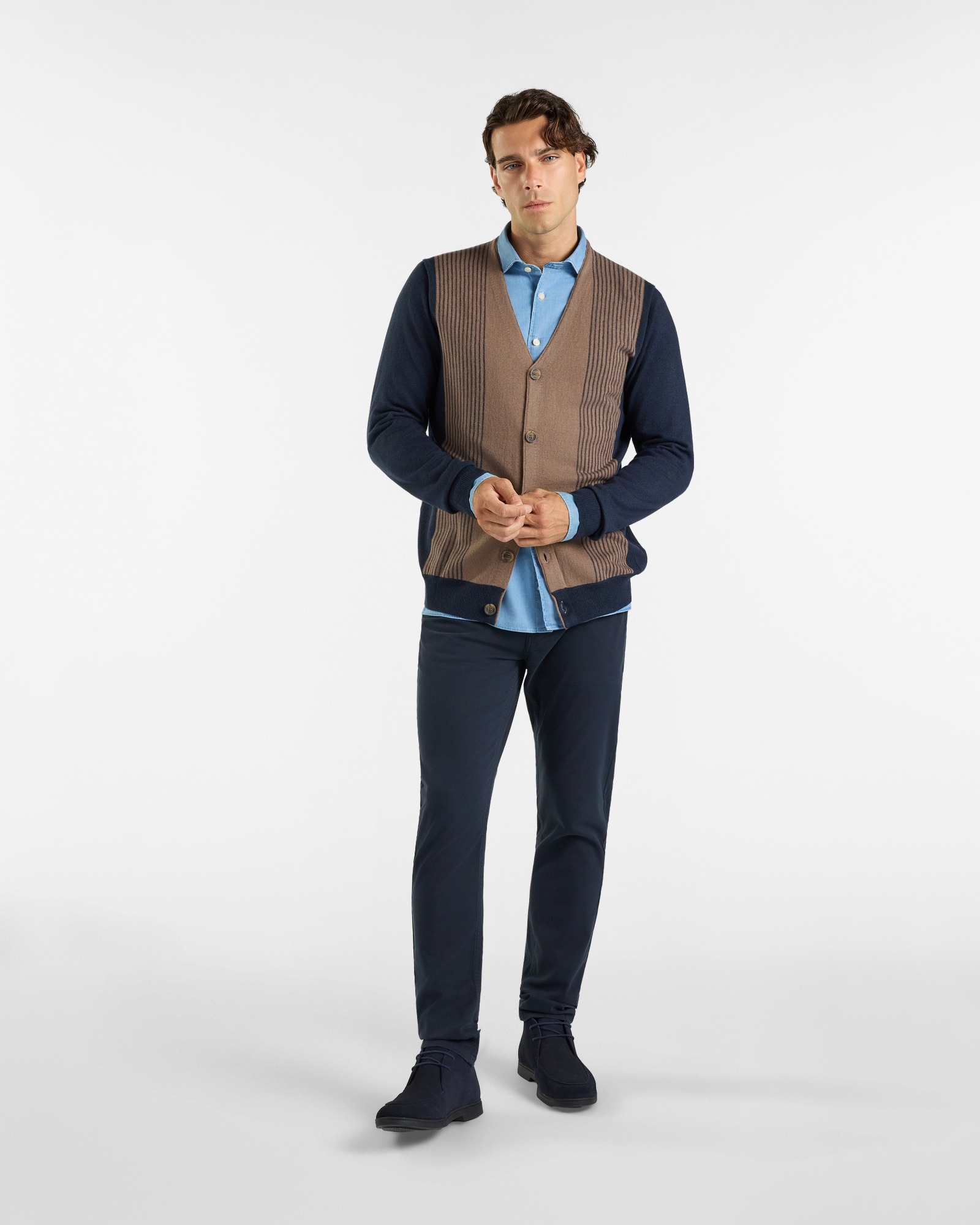 Cardigan HBJ Uomo in misto lana, BEIGE, large