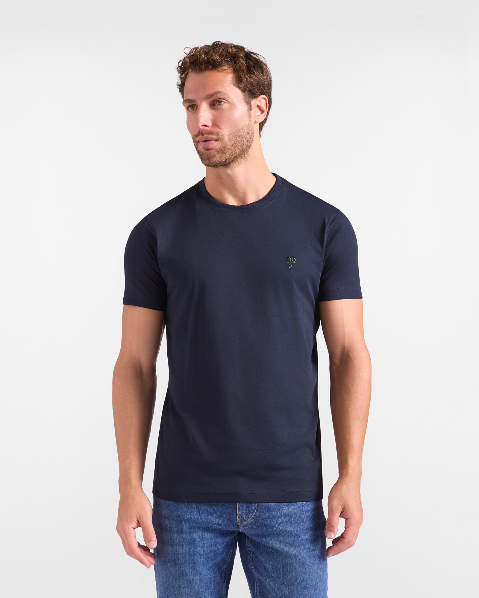 T-shirt HBJ Uomo Narrow Fit in puro cotone blu scuro