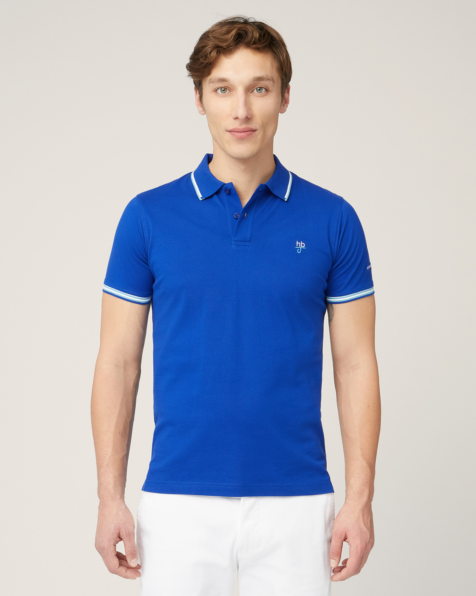 Polo Con Righini A Contrasto, Blu Elettrico, large