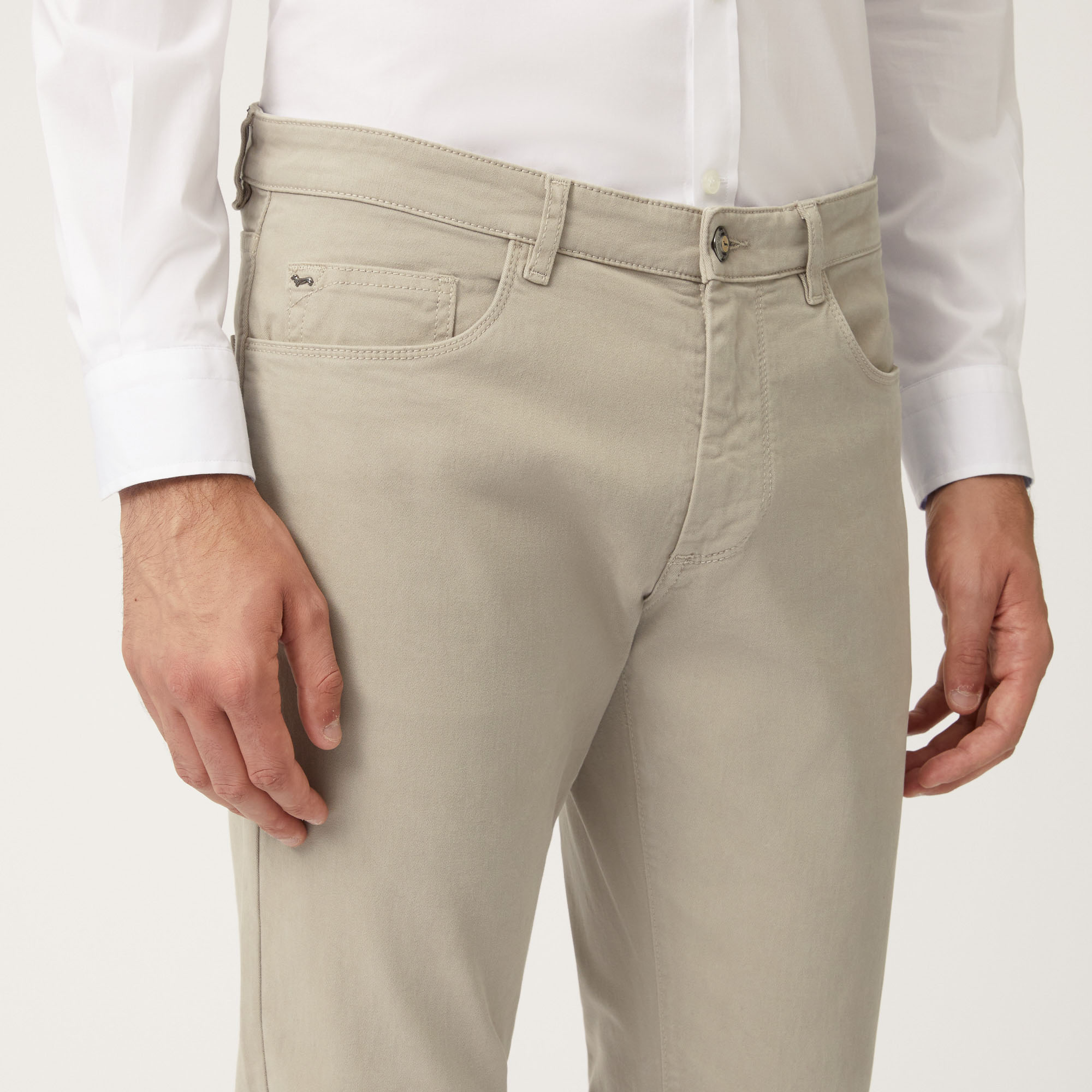 Slim-Fit Five-Pocket Pants, Beige, large image number 2
