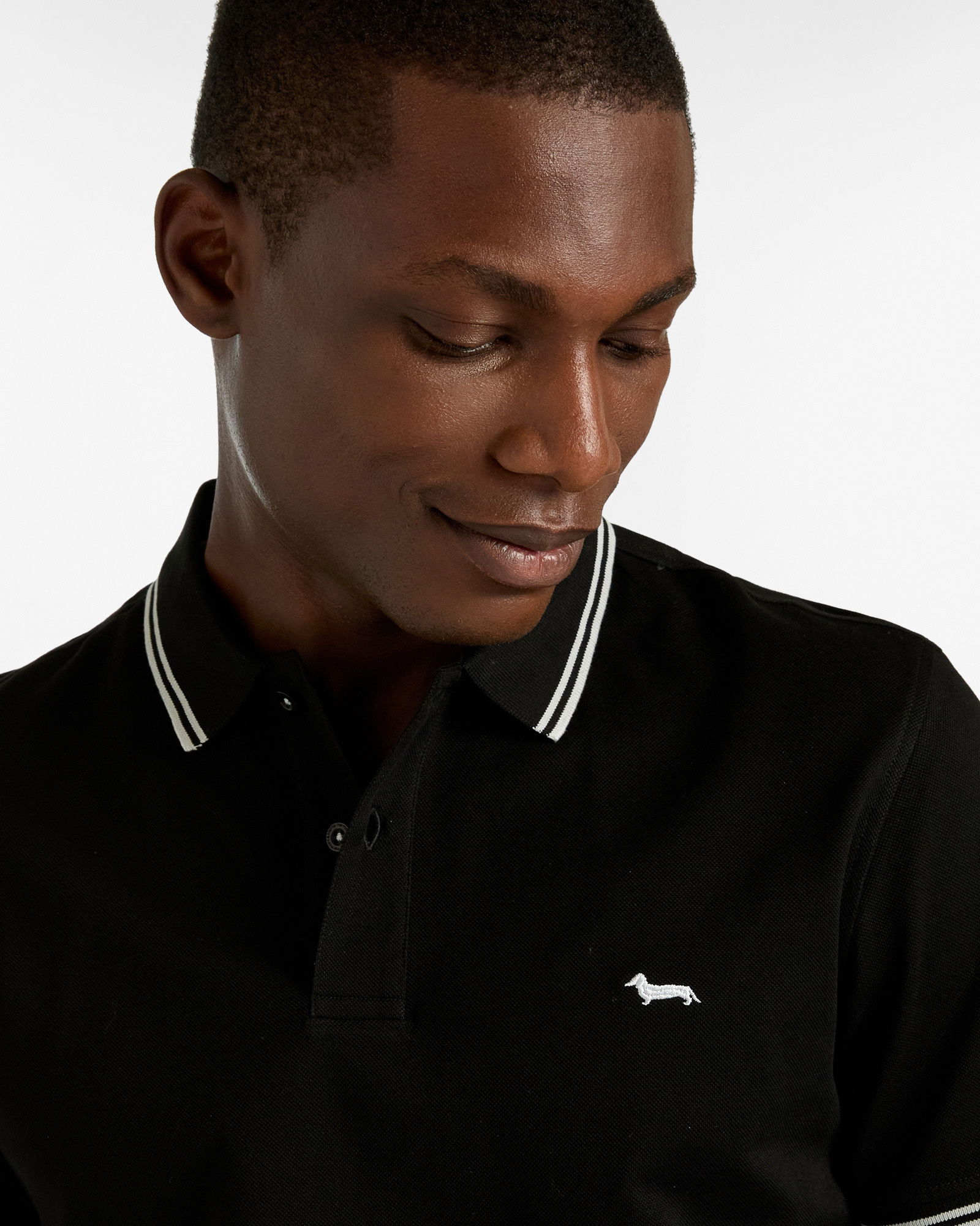 Essentials polo shirt in plain coloured cotton, Black, large image number 2