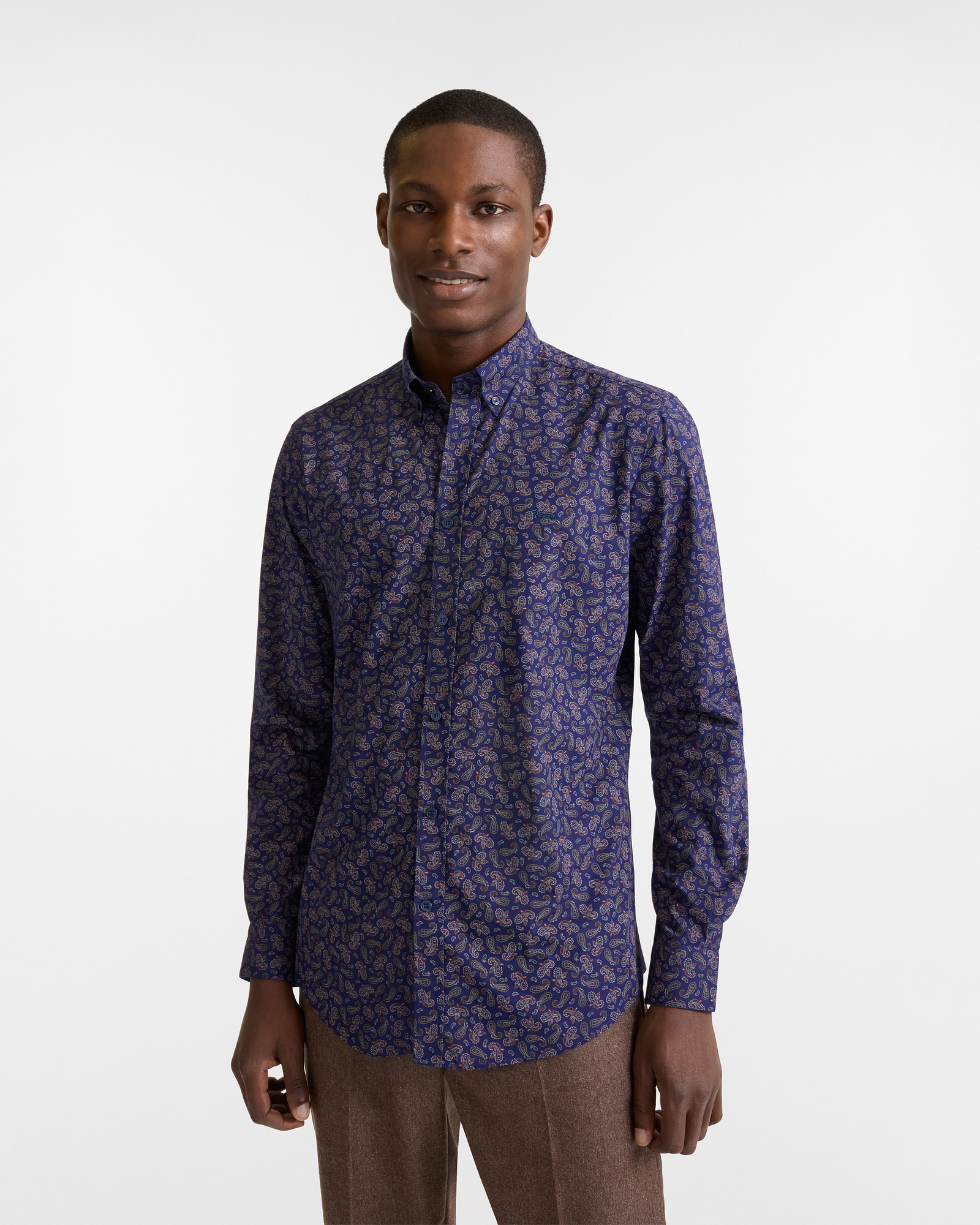 Camisa Estampada de Algodón Slim Fit