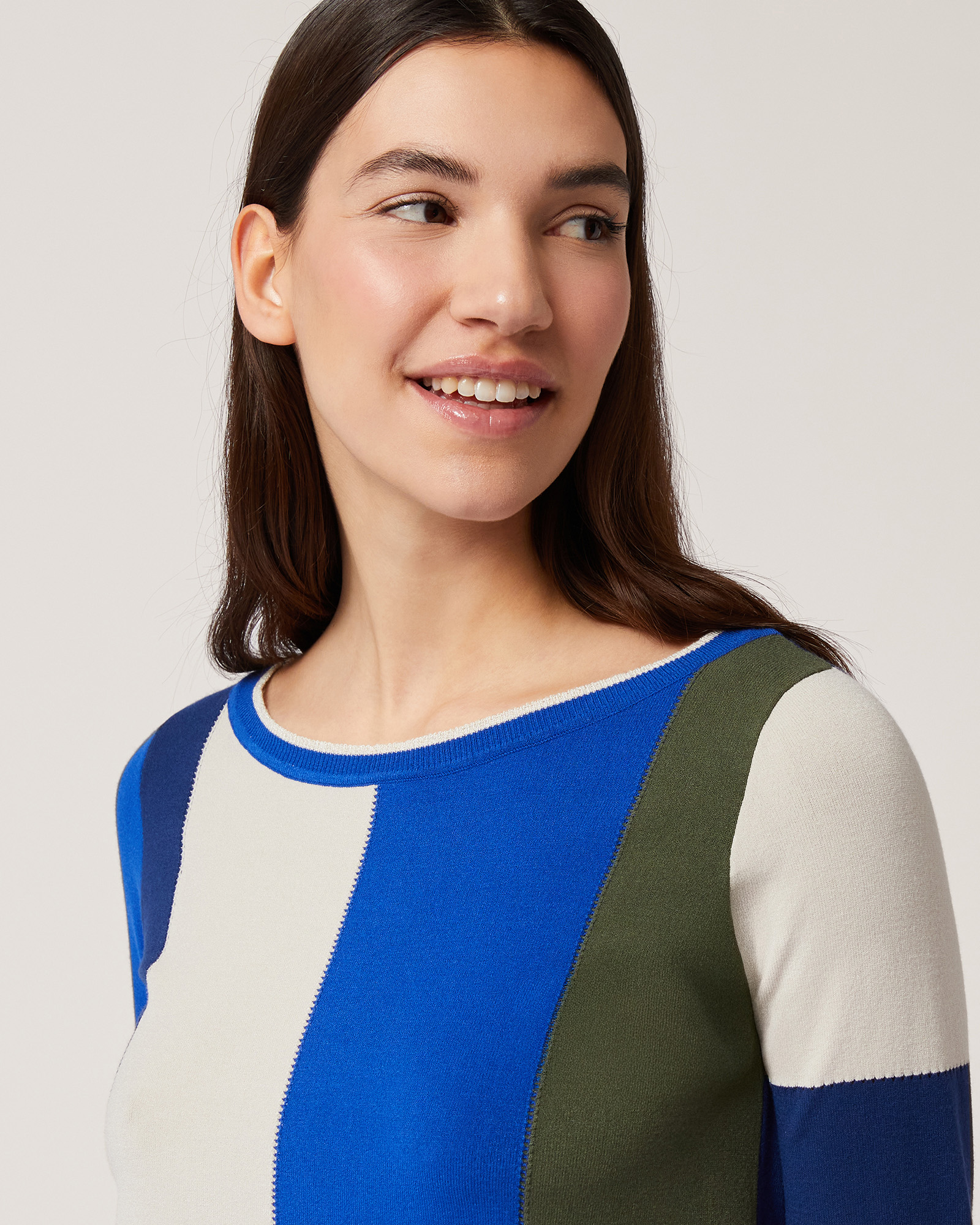 Color Block Sweater, Blue/White/Green, large image number 2